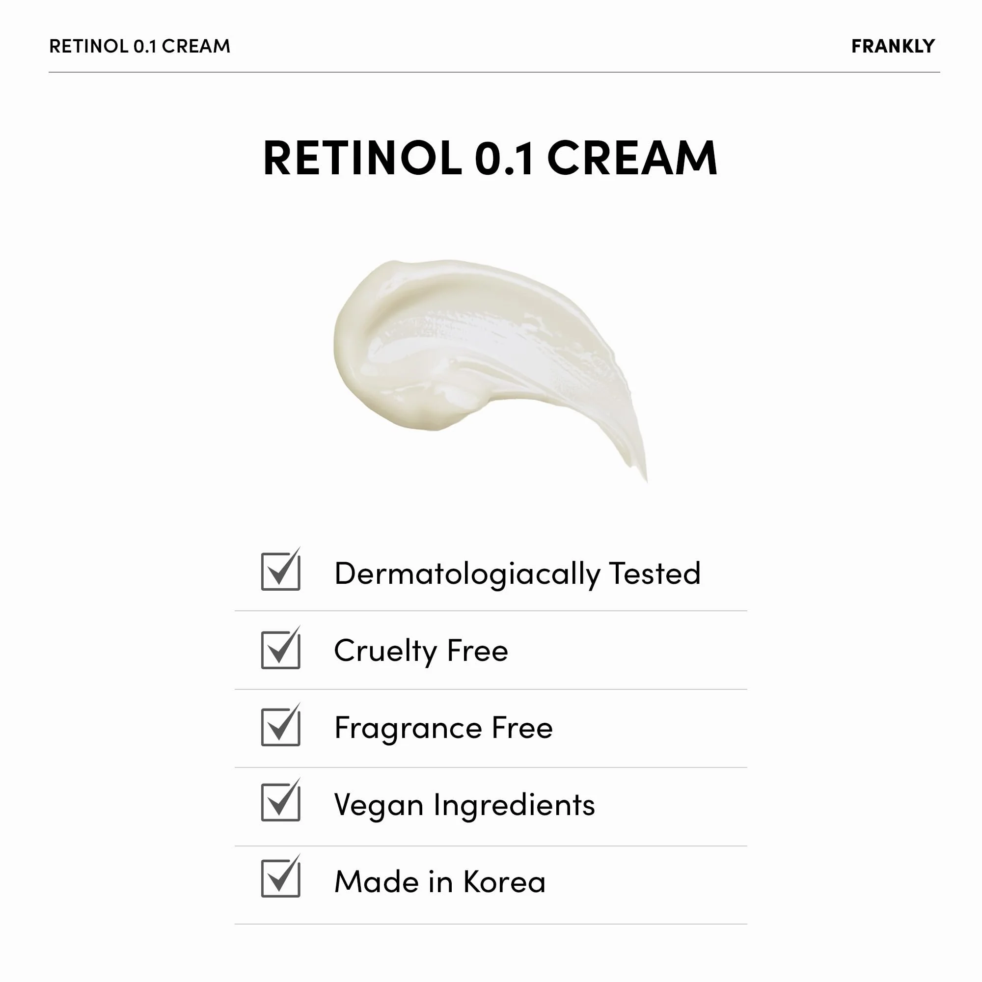 FRANKLY Retinol 0.1% Cream, 1.01 fl oz - Beginner Retinol | Night Cream | with Ceramides & Natural Ginseng | Anti-aging, Wrinkles Care, Reduces Congestion and hyperpigmentation | Korean Skin Care - Image 2
