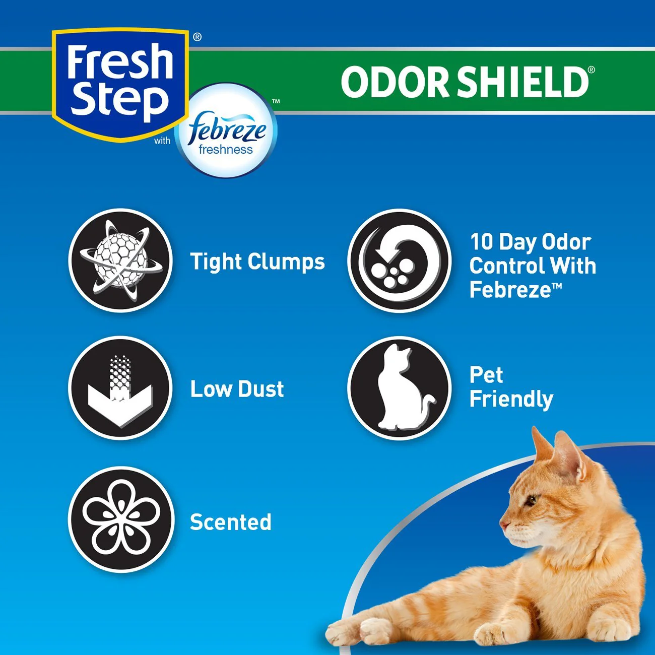 Fresh Step Odor Shield Clumping Litter With Febreze Freshness, Continuous Cat Litter Odor Eliminator, 25 lb. Box - Image 9