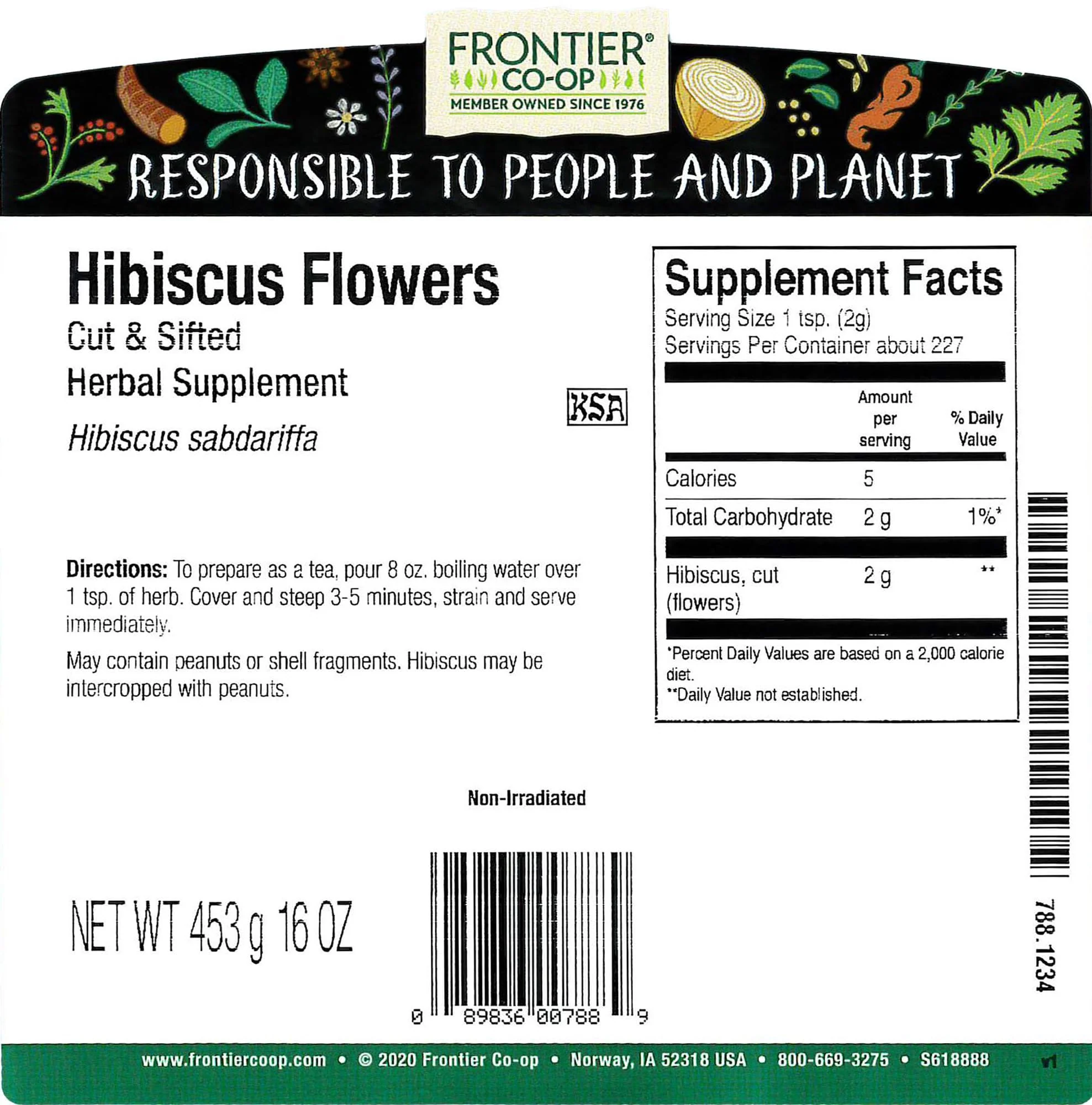 Frontier Co-op Hibiscus Flowers, Cut & Sifted, Kosher | 1 lb. Bulk Bag | Hibiscus sabdariffa L. - Image 2