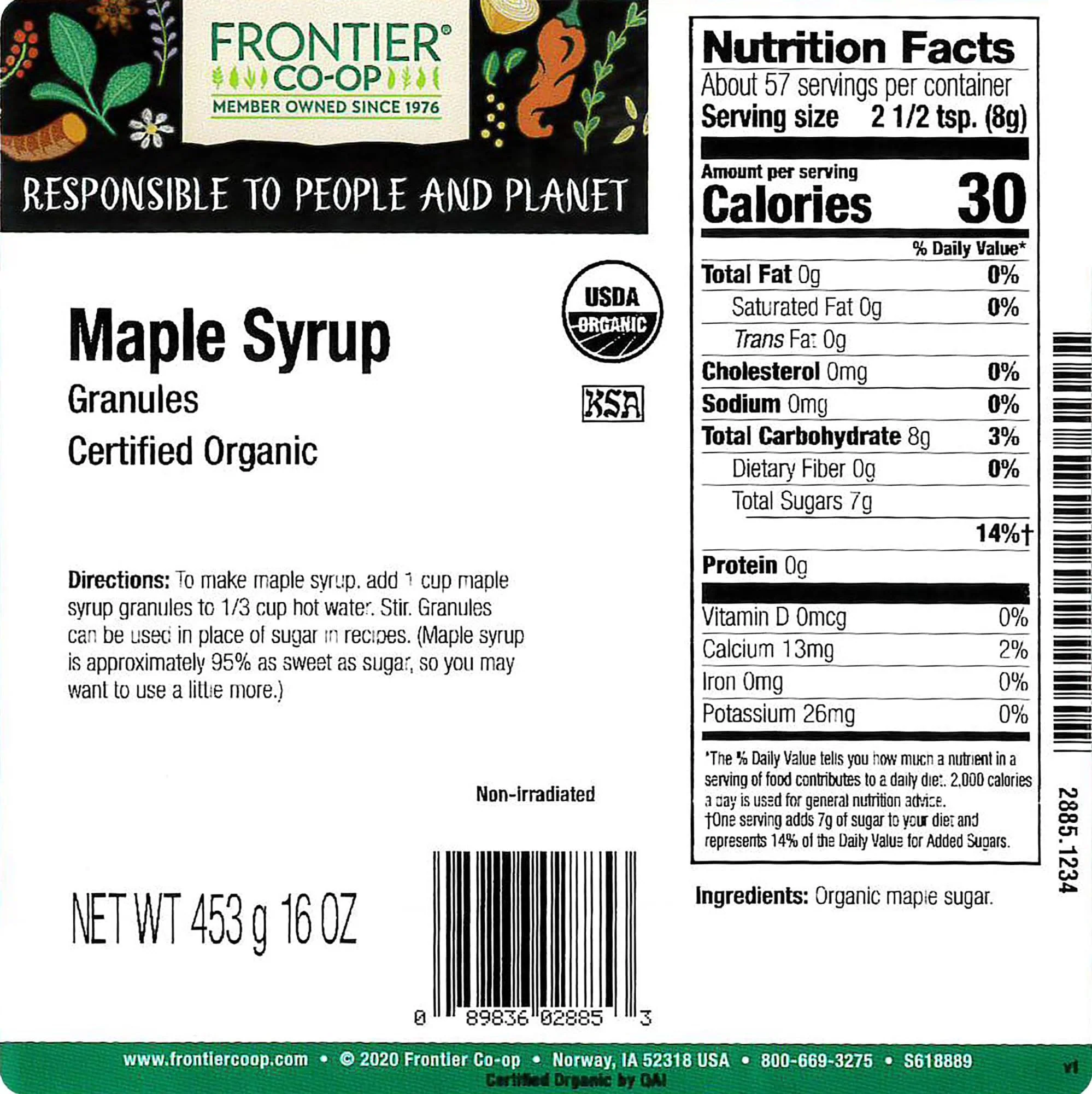 Frontier Co-op Maple Syrup Granules, Certified Organic, Kosher | 1 lb. Bulk Bag - Image 2