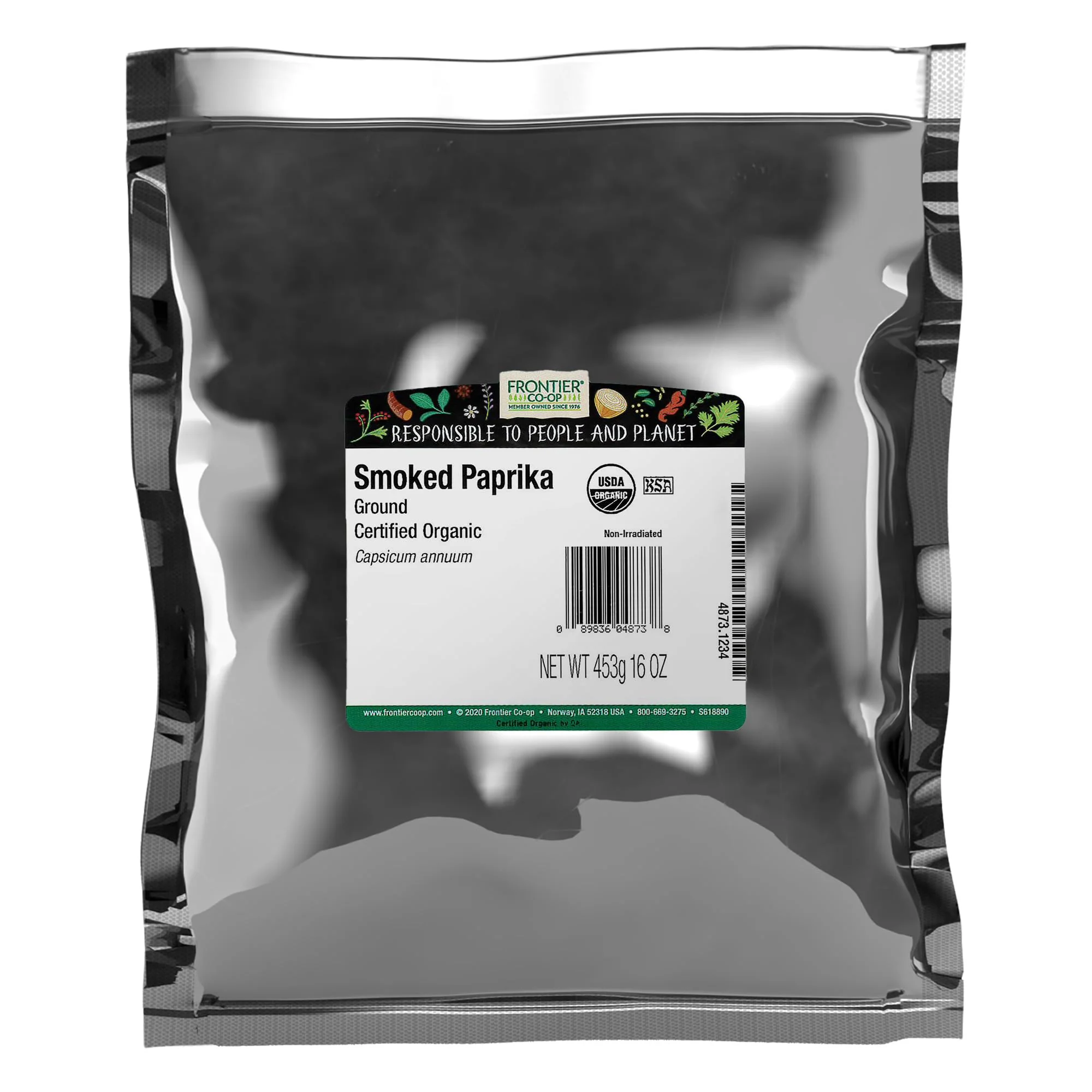 Frontier Co-op Organic Ground Smoked Paprika 1lb Bulk Bag - Spanish Paprika Powder Seasoning - Restaurant Supply