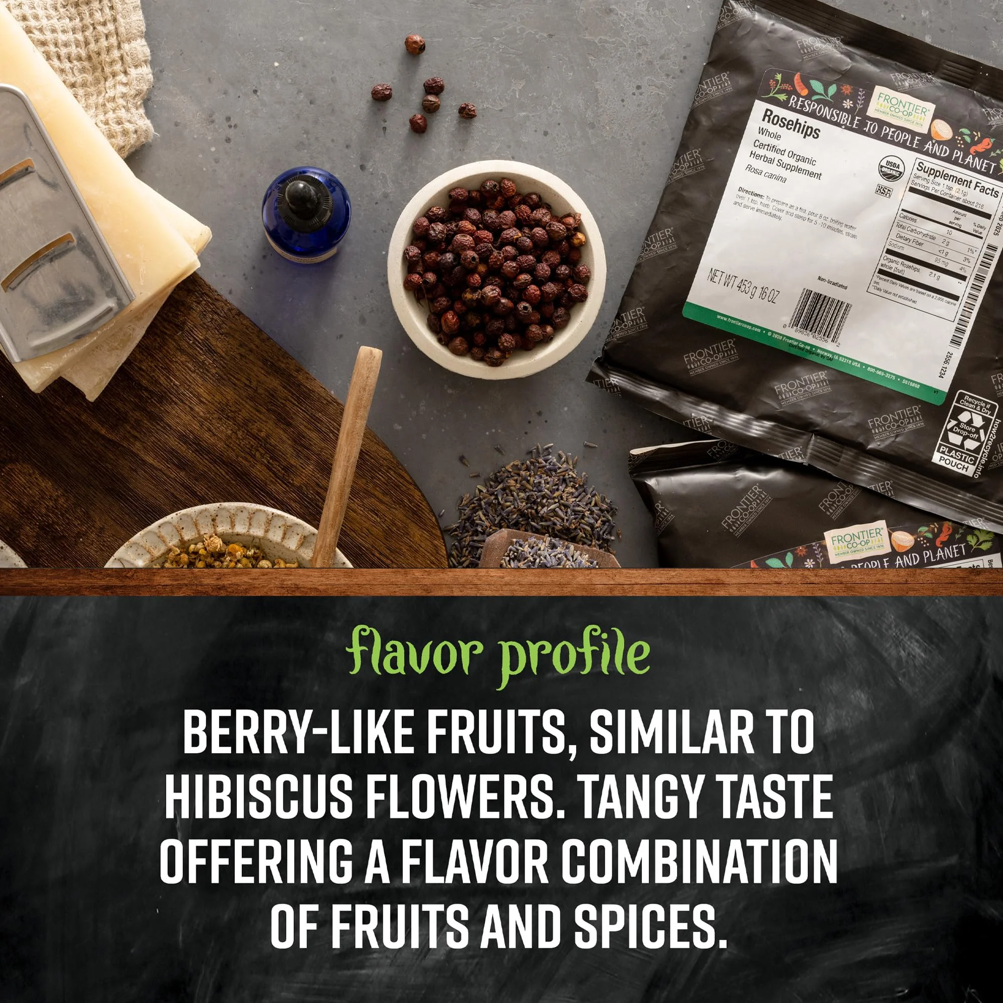Frontier Co-op Organic Seedless Rosehips, Cut and Sifted - 100% Natural Dried Rose Hips for Rosehip Tea Organic, Powder, Oil - Kosher | 16 Ounce (Pack of 1) - Image 5