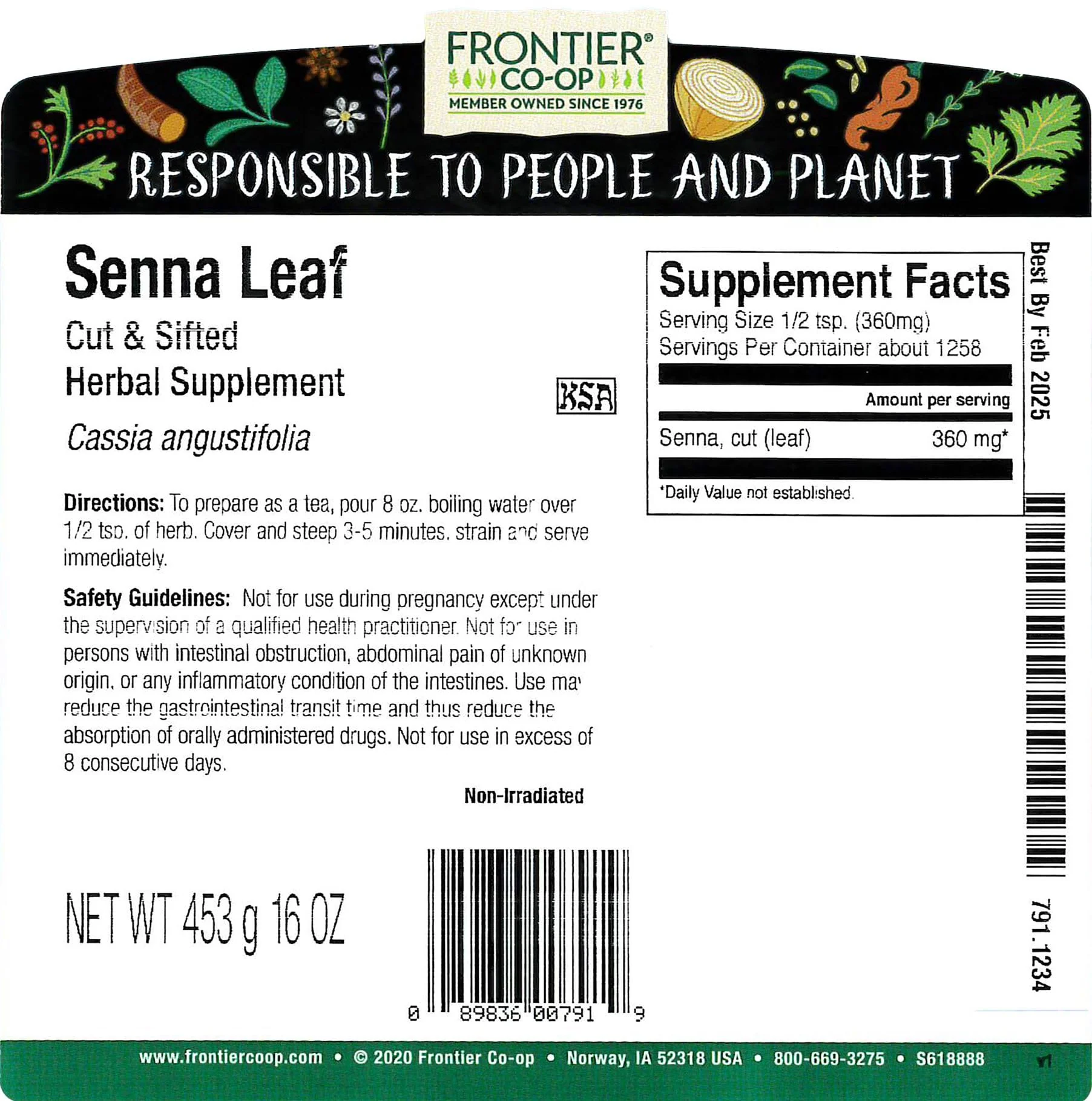 Frontier Senna Leaf, Cut & Sifted, 16-Ounce Bag - Image 2