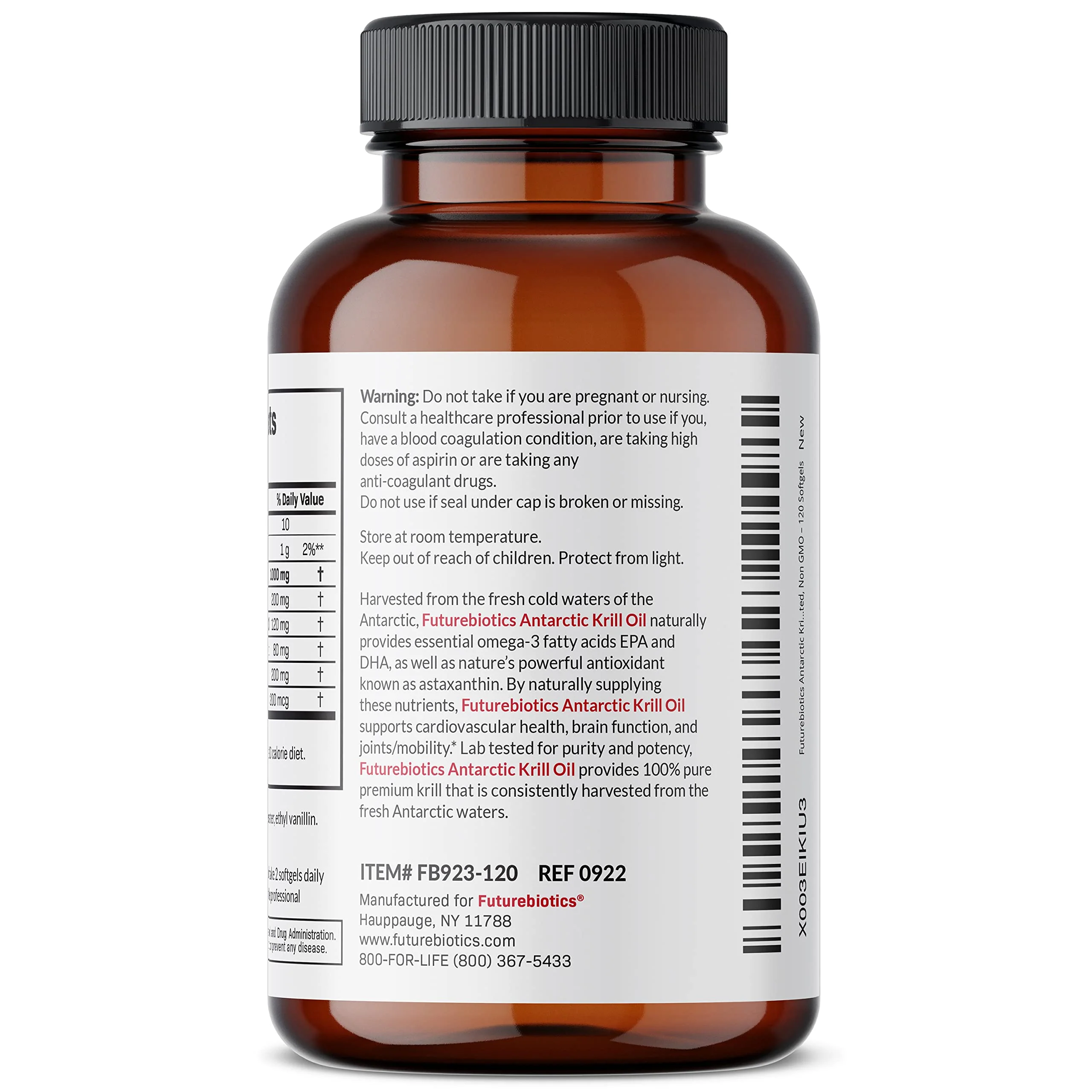 Futurebiotics Antarctic Krill Oil 1000mg with Omega-3s EPA, DHA, Astaxanthin and Phospholipids - Premium Krill Oil Heavy Metal Tested, Non GMO – 120 Softgels (60 Servings) - Image 3