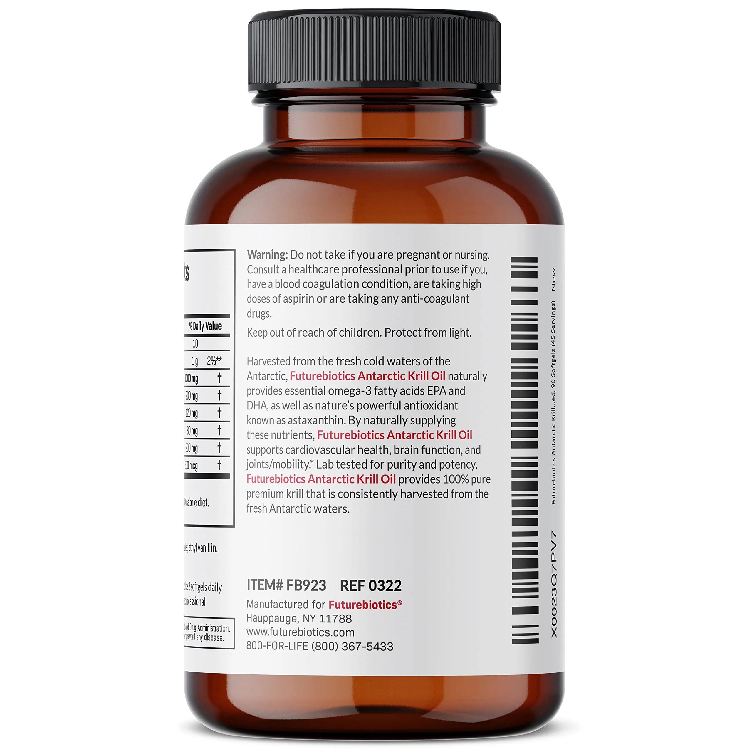 Futurebiotics Antarctic Krill Oil 1000mg with Omega-3s EPA, DHA, Astaxanthin and Phospholipids - Premium Krill Oil Heavy Metal Tested, Non GMO – 90 Softgels (45 Servings) - Image 3