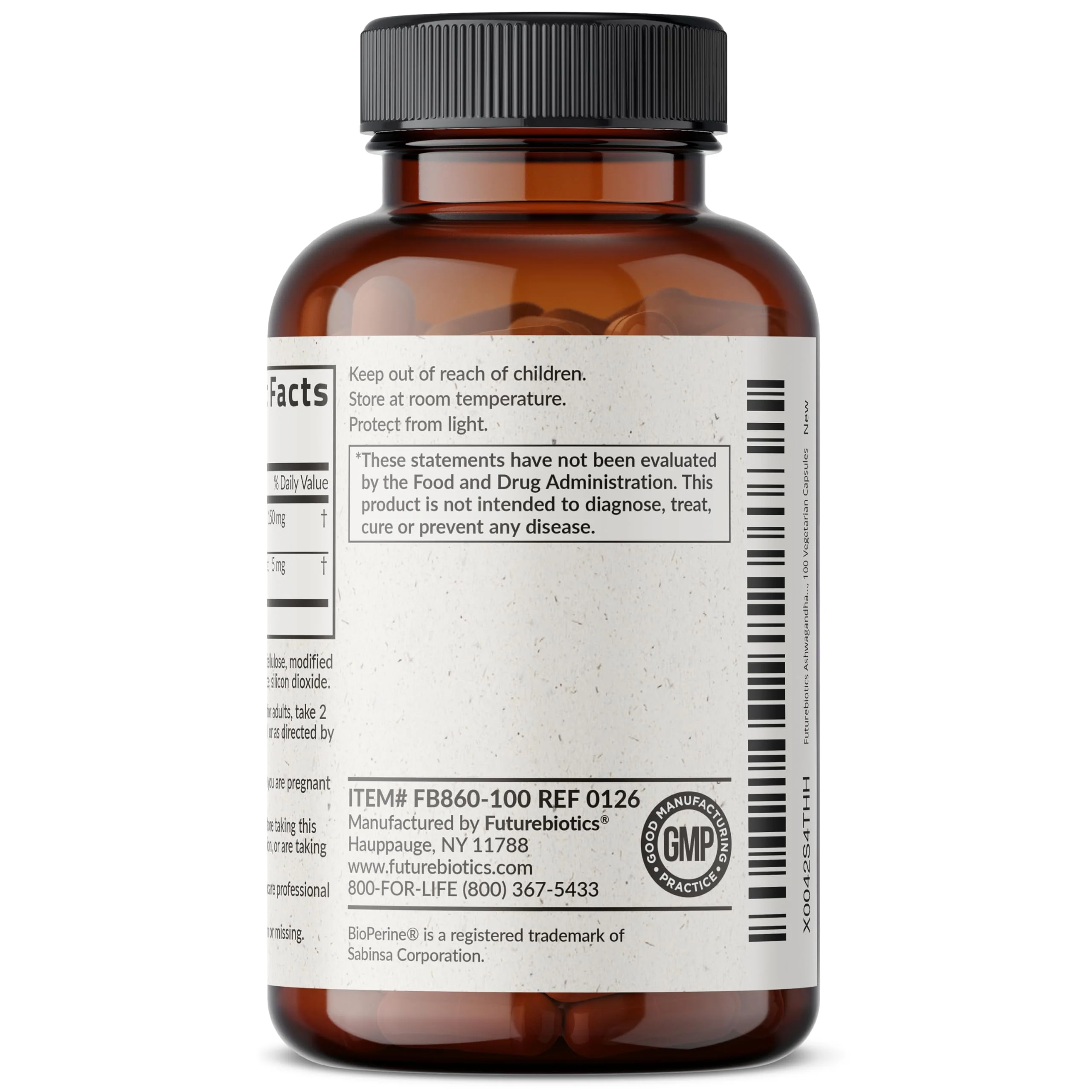 Futurebiotics Ashwagandha Extra Strength Stress & Mood Support with BioPerine - Non GMO Formula, 100 Vegetarian Capsules - Image 3