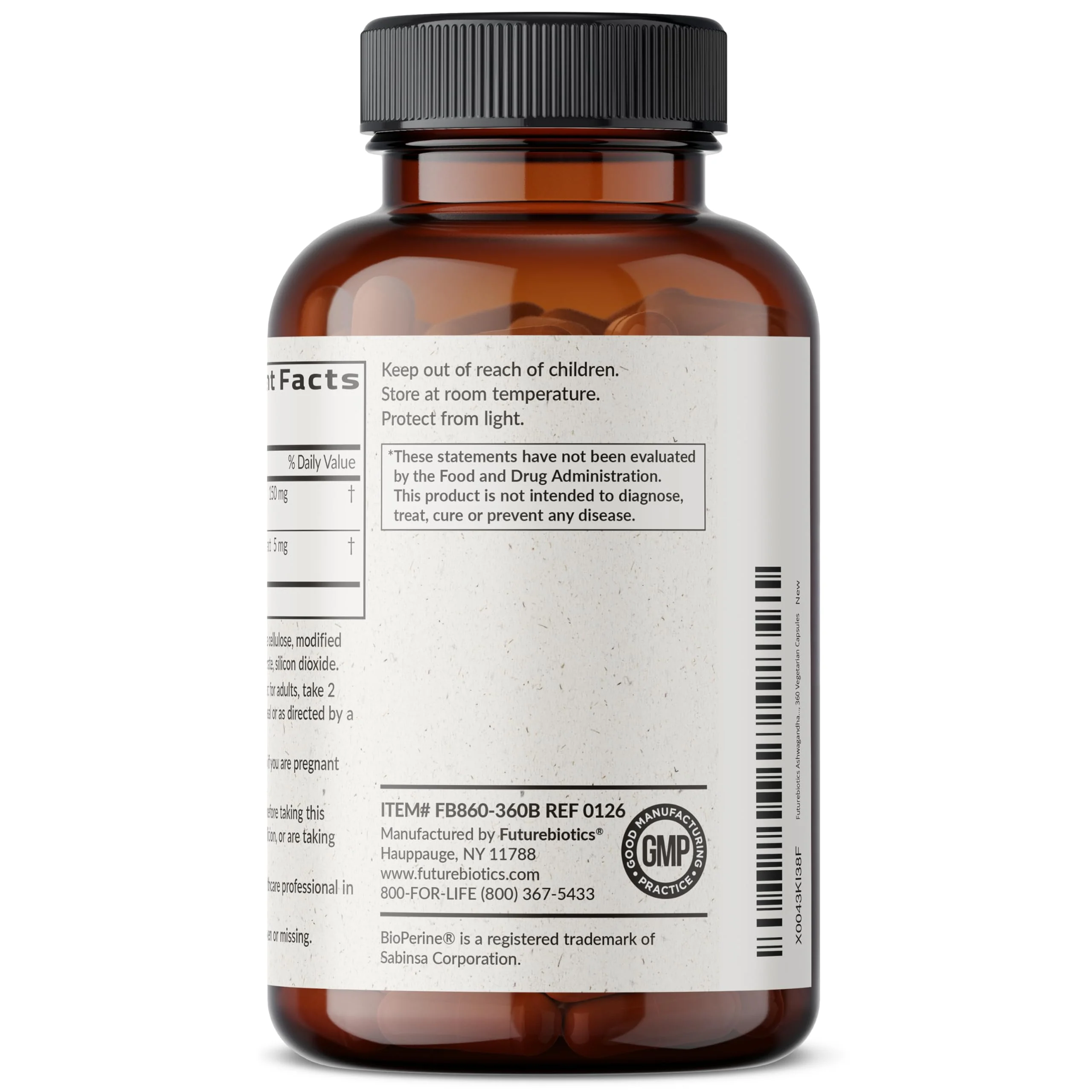Futurebiotics Ashwagandha Extra Strength Stress & Mood Support with BioPerine - Non GMO Formula, 360 Vegetarian Capsules - Image 3