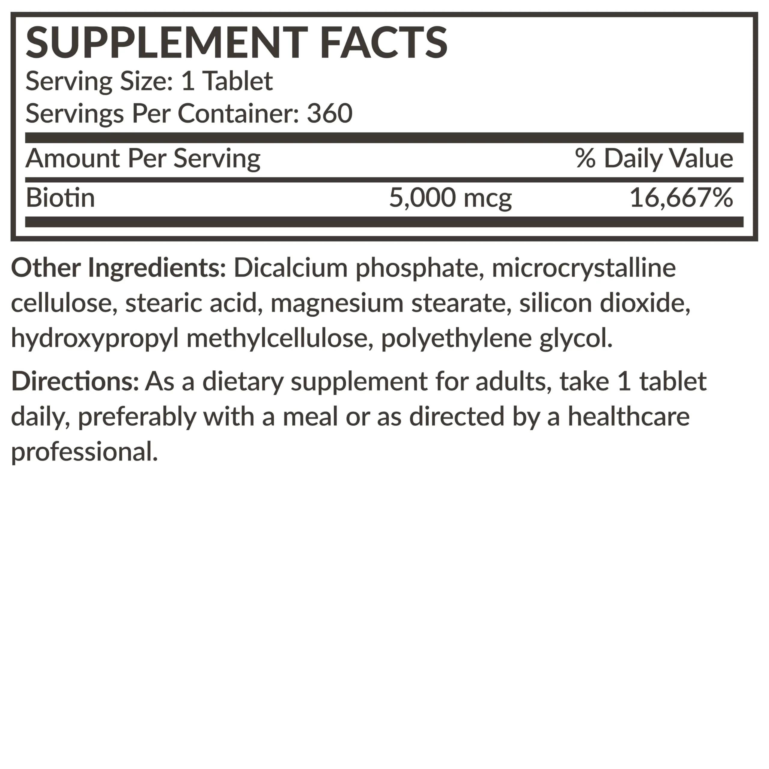 Futurebiotics Biotin 5000 MCG Supports Healthy Hair, Skin, Nails & Energy Production Non-GMO, 360 Vegetarian Tablets (1 Year Supply) - Image 2