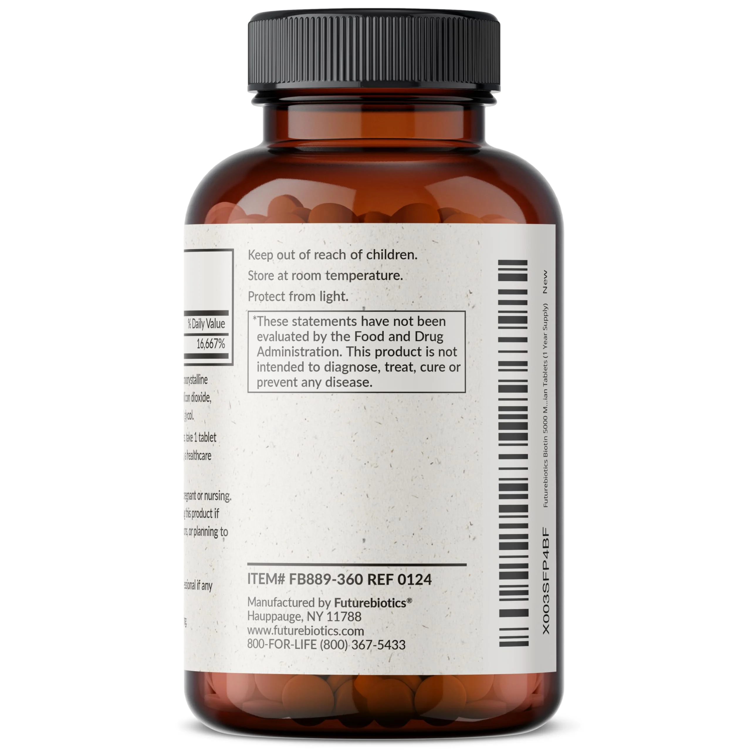 Futurebiotics Biotin 5000 MCG Supports Healthy Hair, Skin, Nails & Energy Production Non-GMO, 360 Vegetarian Tablets (1 Year Supply) - Image 4