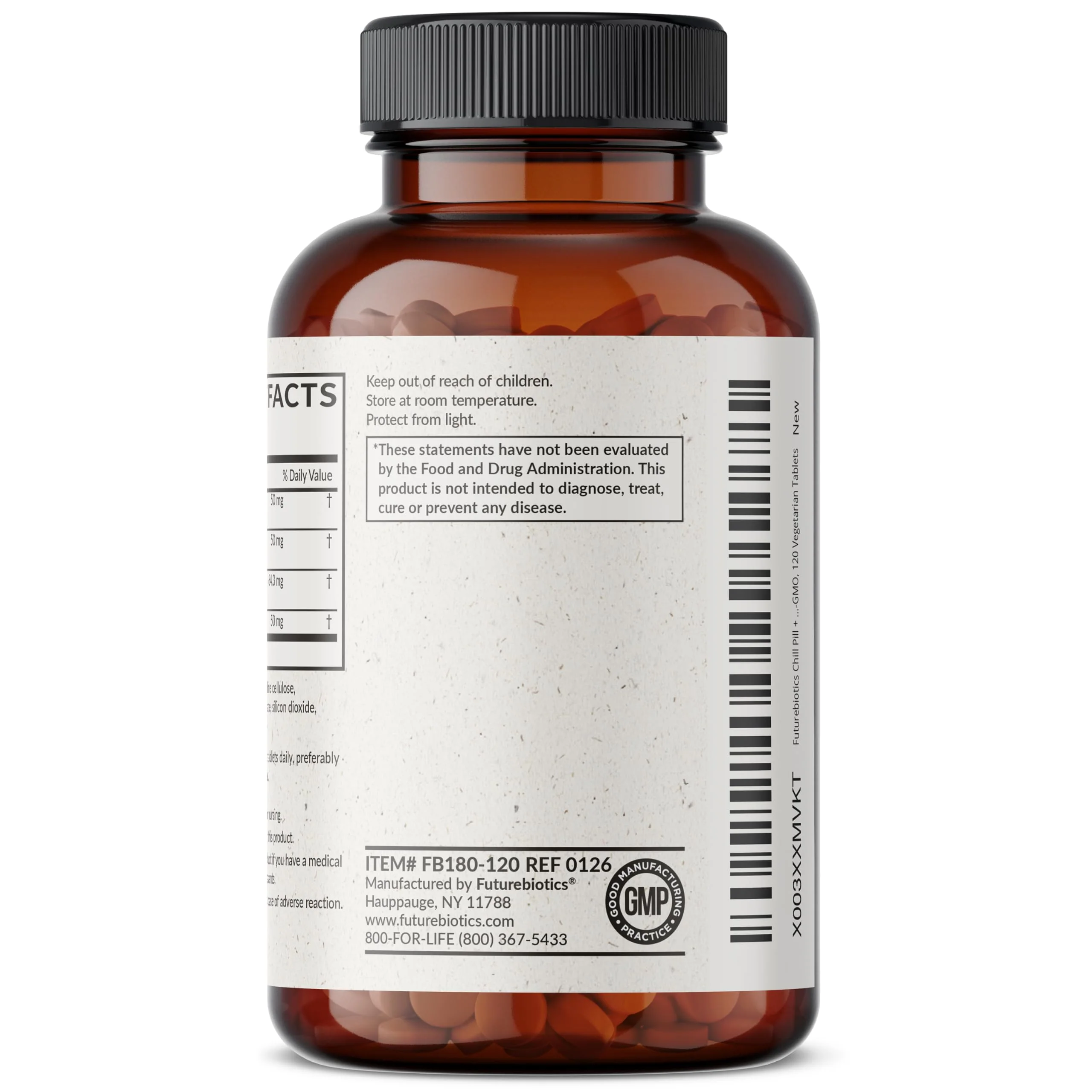 Futurebiotics Chill Pill + Ashwagandha, Rhodiola, St. John’s Wort, & L-Theanine - Non-GMO, 120 Vegetarian Tablets - Image 3