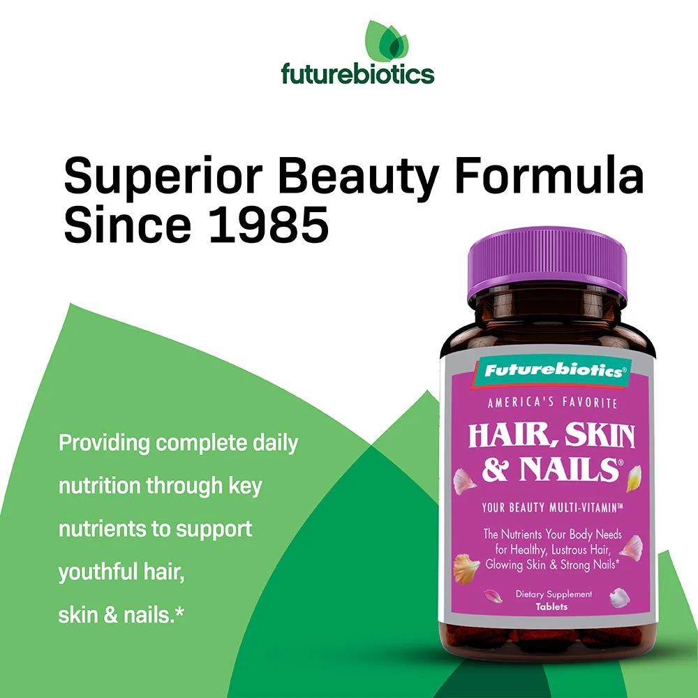Futurebiotics Hair, Skin & Nails Beauty MultiVitamin with Biotin, Hair Vitamins and Skin Vitamins That Promote Healthy Hair and Nail, 180 Tablets - Image 6