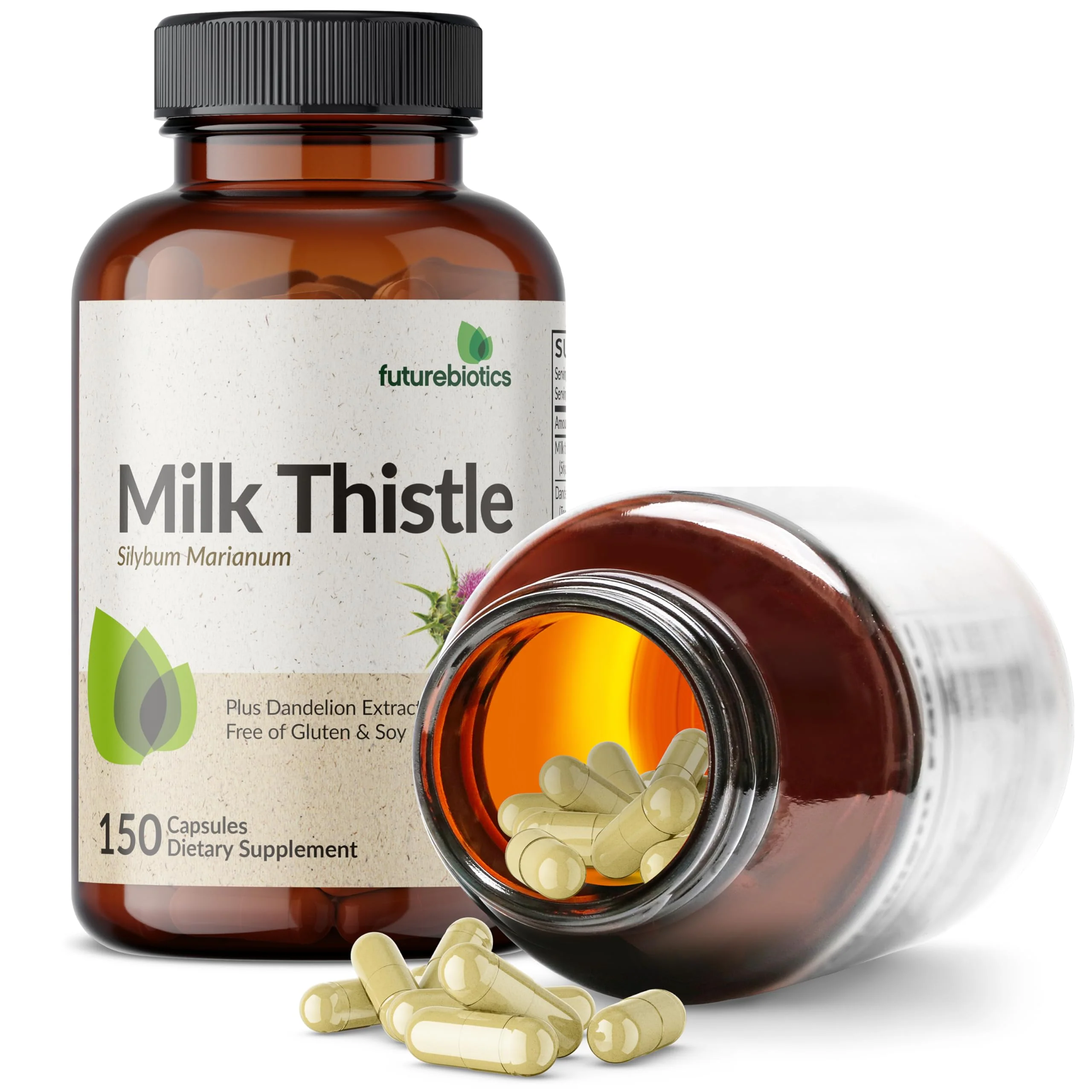 Futurebiotics Milk Thistle Silymarin Marianum & Dandelion Extract Liver Health Support, Antioxidant Support, Detox, 150 Capsules - Image 4