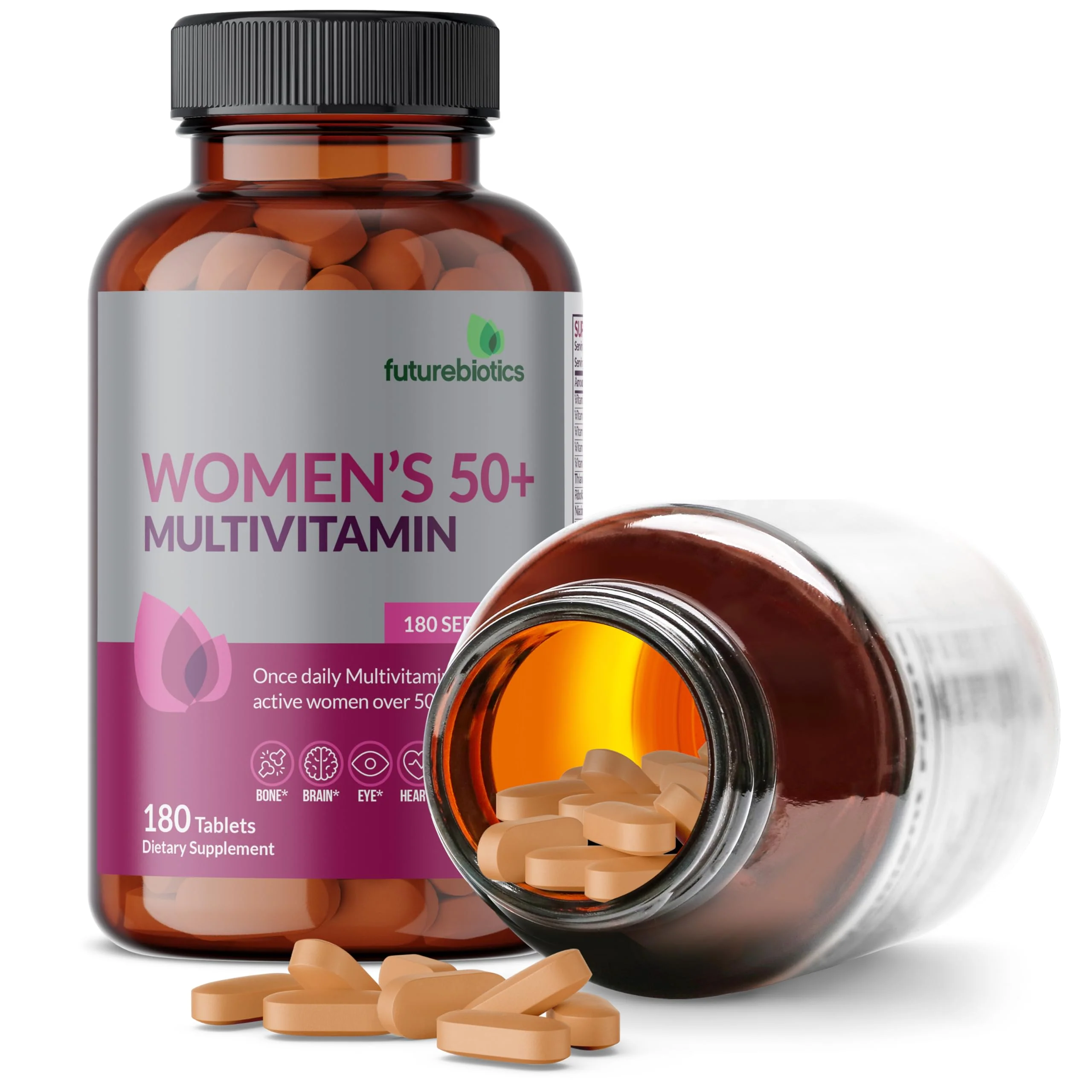 Futurebiotics Women's 50+ Multivitamin Once Daily Multivitamin for Active Women Over 50, Non-GMO, 180 Tablets - Image 4