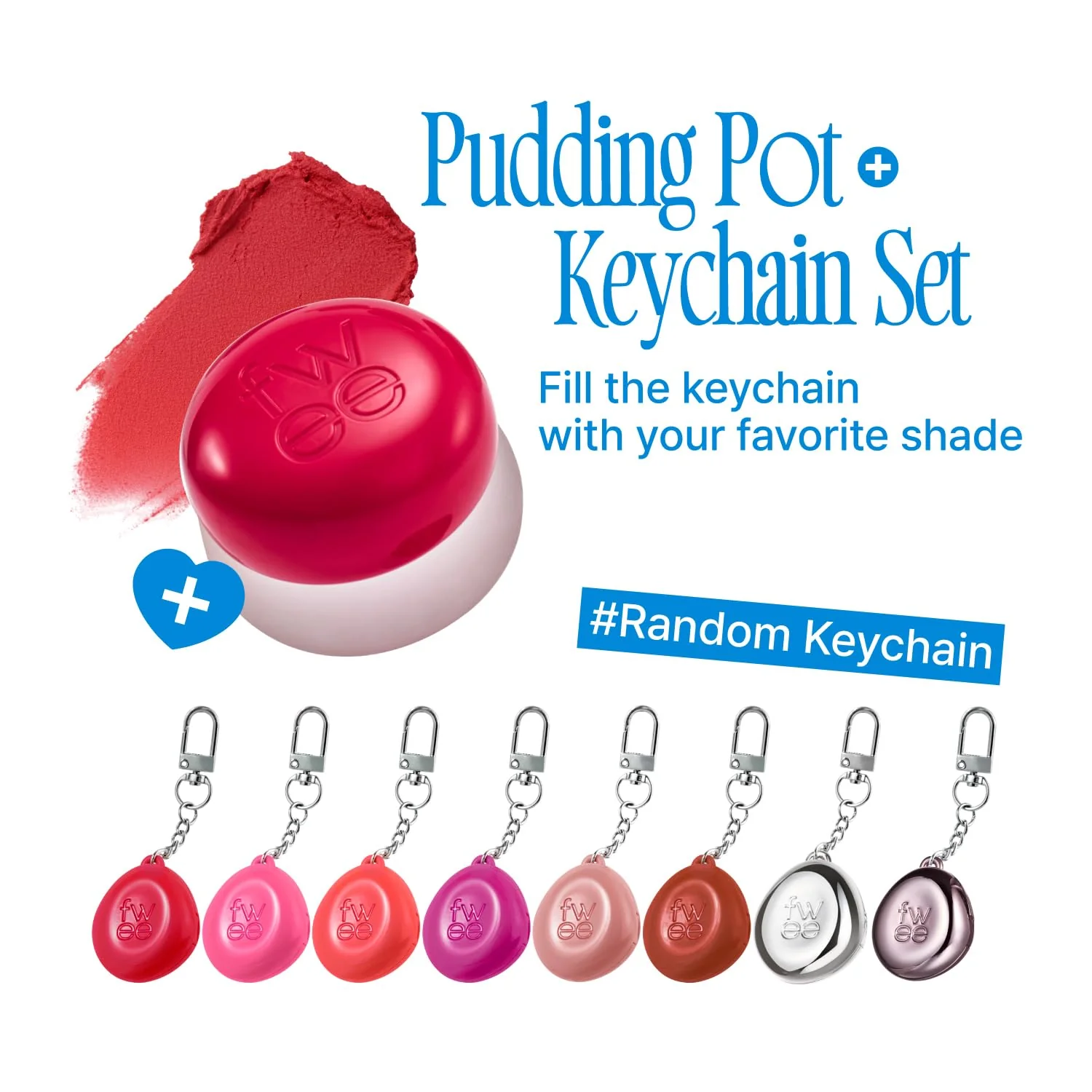 fwee Blurry Pudding Pot + Keychain SET | Airbrushed Blush & Lip, Buildable Pigment, Long-lasting, Lightweight, Easy to Blend, Natural Soft Matte Finish Makeup – Cherry (Vibrant Pink) | 0.17 oz - Image 9
