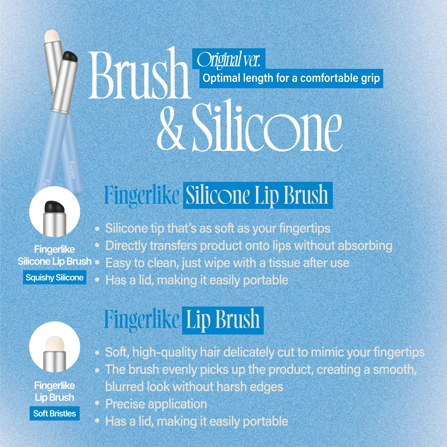 fwee Fingerlike Silicone Lip Brush Slim | Multi-purpose Makeup Blending Brush with Lid - Image 5