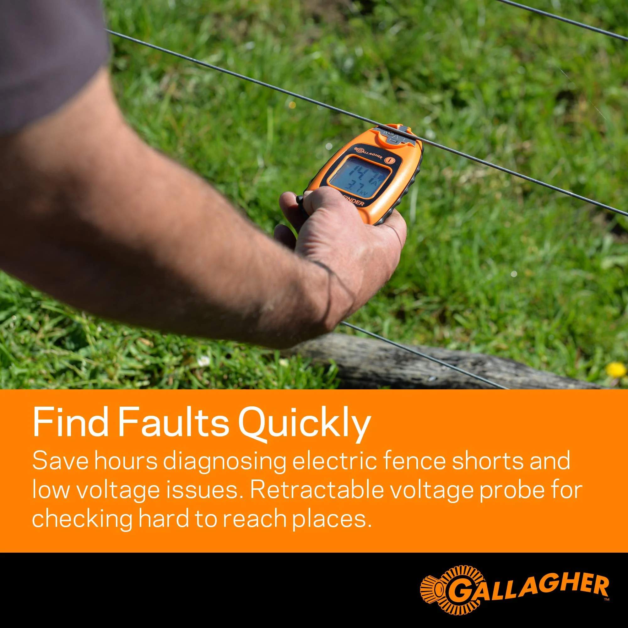 Gallagher Smartfix Fence Volt & Current Meter | Fault Finder for Electric Fencing | Digital Display with Directional Arrows | Measures Voltage, Amperage & Short Location | Saves Time on Repairs - Image 5