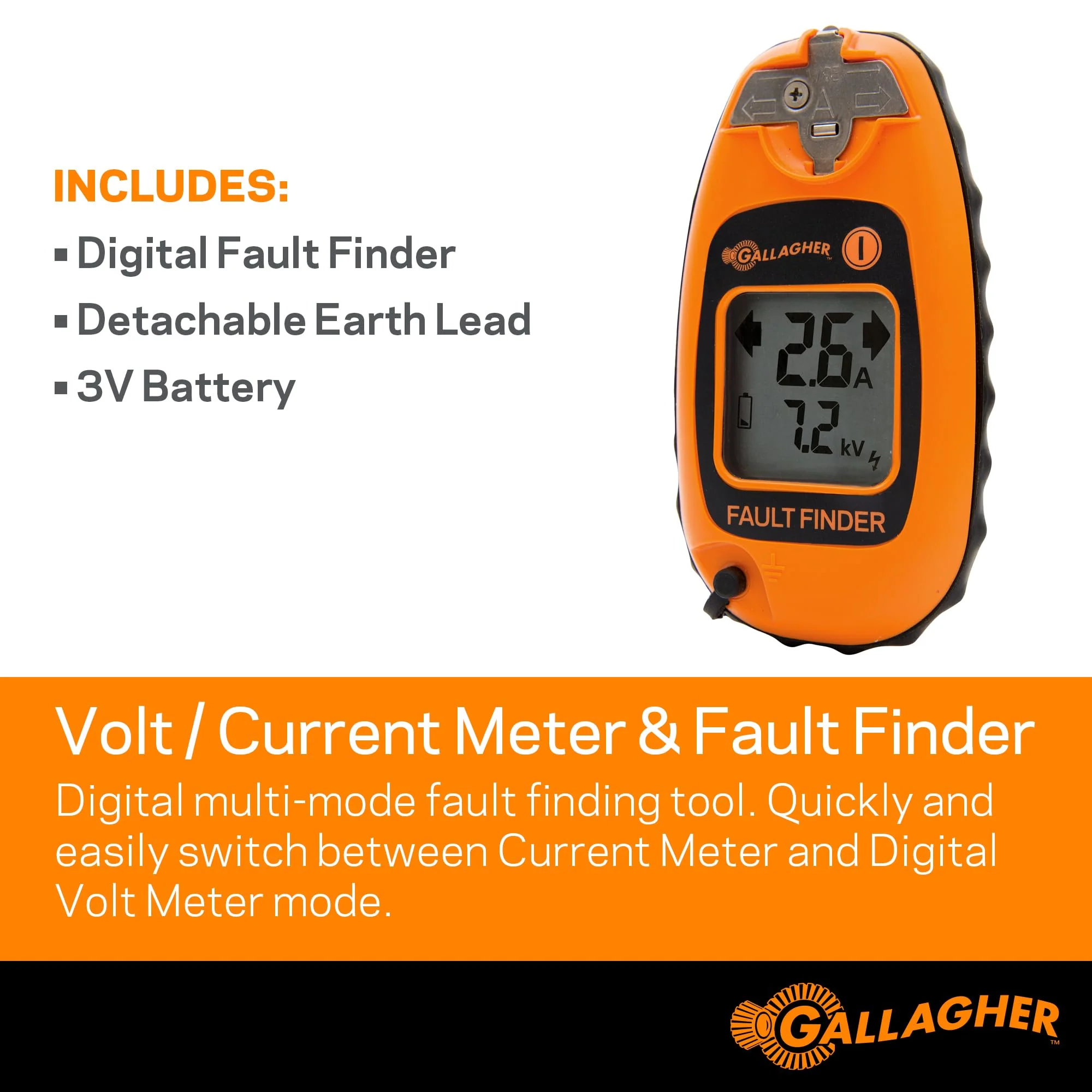 Gallagher Smartfix Fence Volt & Current Meter | Fault Finder for Electric Fencing | Digital Display with Directional Arrows | Measures Voltage, Amperage & Short Location | Saves Time on Repairs - Image 6