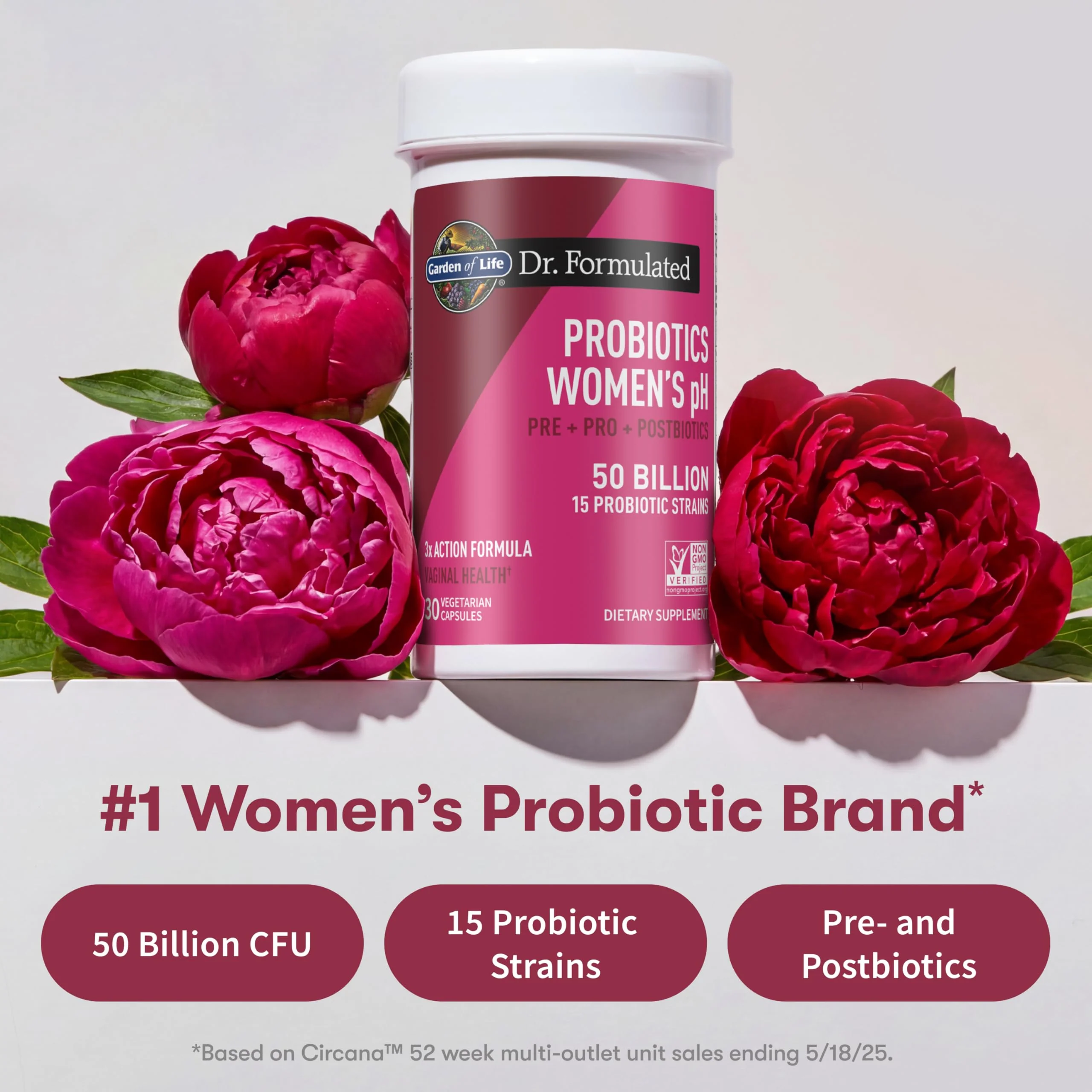 Garden of Life Dr Formulated Once Daily 3-in-1 Complete Prebiotics, Postbiotics & Probiotics for Women, PRE + PRO + POSTBIOTIC Supplement for Women’s Digestive, Immune & Vaginal Health, 30 Day Supply - Image 6