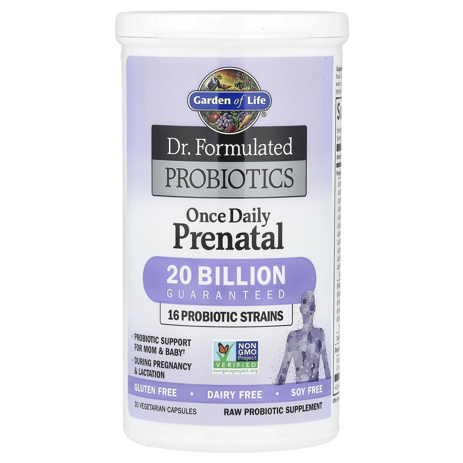 Garden of Life Dr. Formulated Probiotics Once Daily Prenatal - Acidophilus and Bifidobacteria Probiotic Support for Mom and Baby – Shelf Stable - Gluten, Dairy, and Soy-Free - 30 Vegetarian Capsules - Image 6