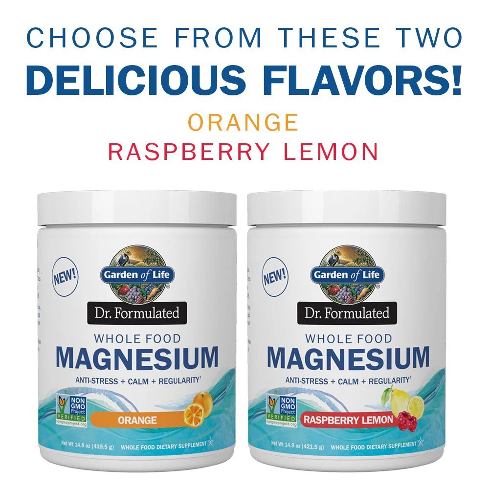 Garden of Life Dr. Formulated Whole Food Magnesium 419.5g Powder - Orange, Chelated, Non-GMO, Vegan, Kosher, Gluten & Sugar Free Supplement with Probiotics - Best for Anti-Stress, Calm & Regularity - Image 3