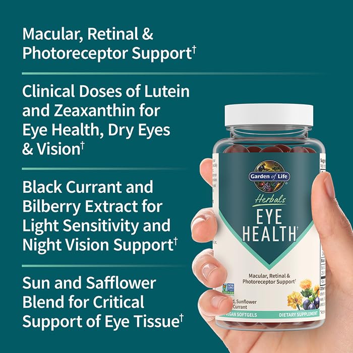 Garden of Life Herbals Eye Health Supplement with Sunflower & Safflower Oil, Lutein, Zeaxanthin & Black Currant for Dry Eyes & Healthy Vision Support – Non-GMO, Gluten-Free, Berry Flavor, 30 Servings - Image 5