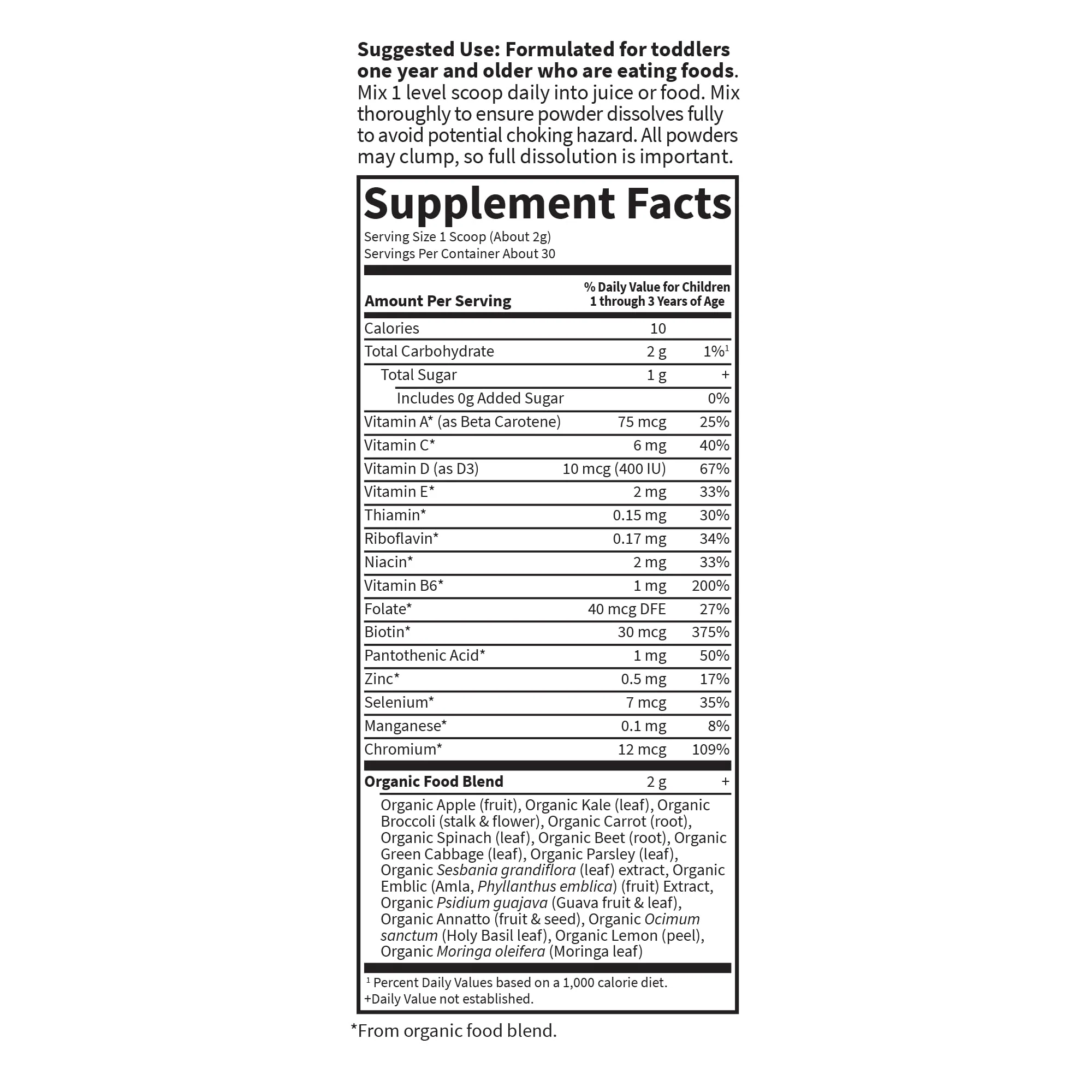 Garden of Life Kids Multivitamin Powder, Daily Vitamins and Minerals for Toddlers & Kids - Organic Toddler Multi Powder With 15 Vitamin C, D3, Zinc for Healthy Growth - Gluten Free - 30 Day Supply - Image 3