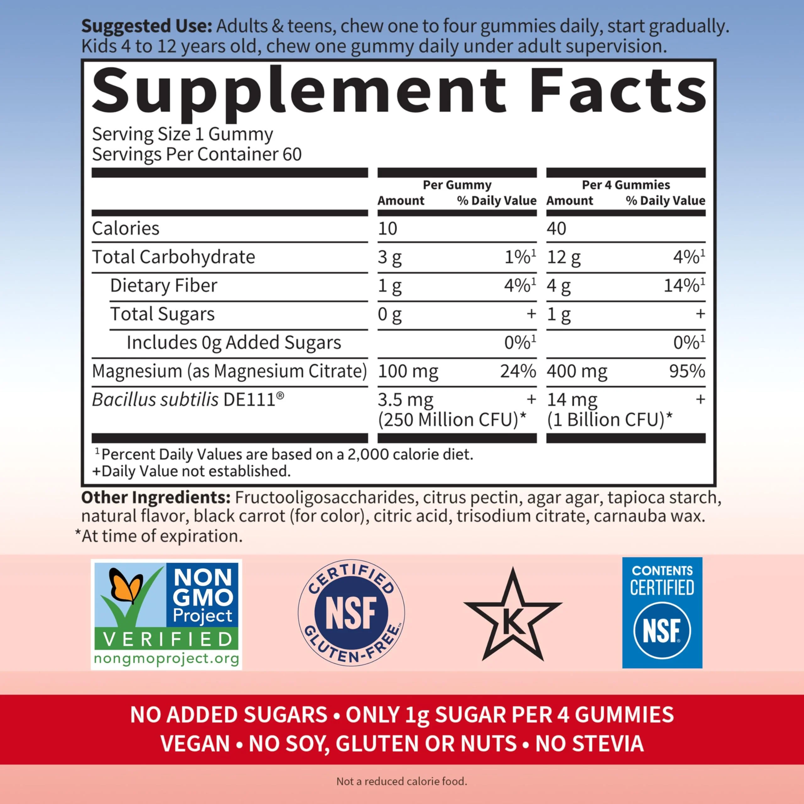 Garden of Life Magnesium Citrate Supplement Gummies with Prebiotics & Probiotics for Stress, Sleep & Recovery - Vegan, Gluten Free, Kosher, Non-GMO, No Added Sugars, Raspberry Flavor, 60 Count - Image 3