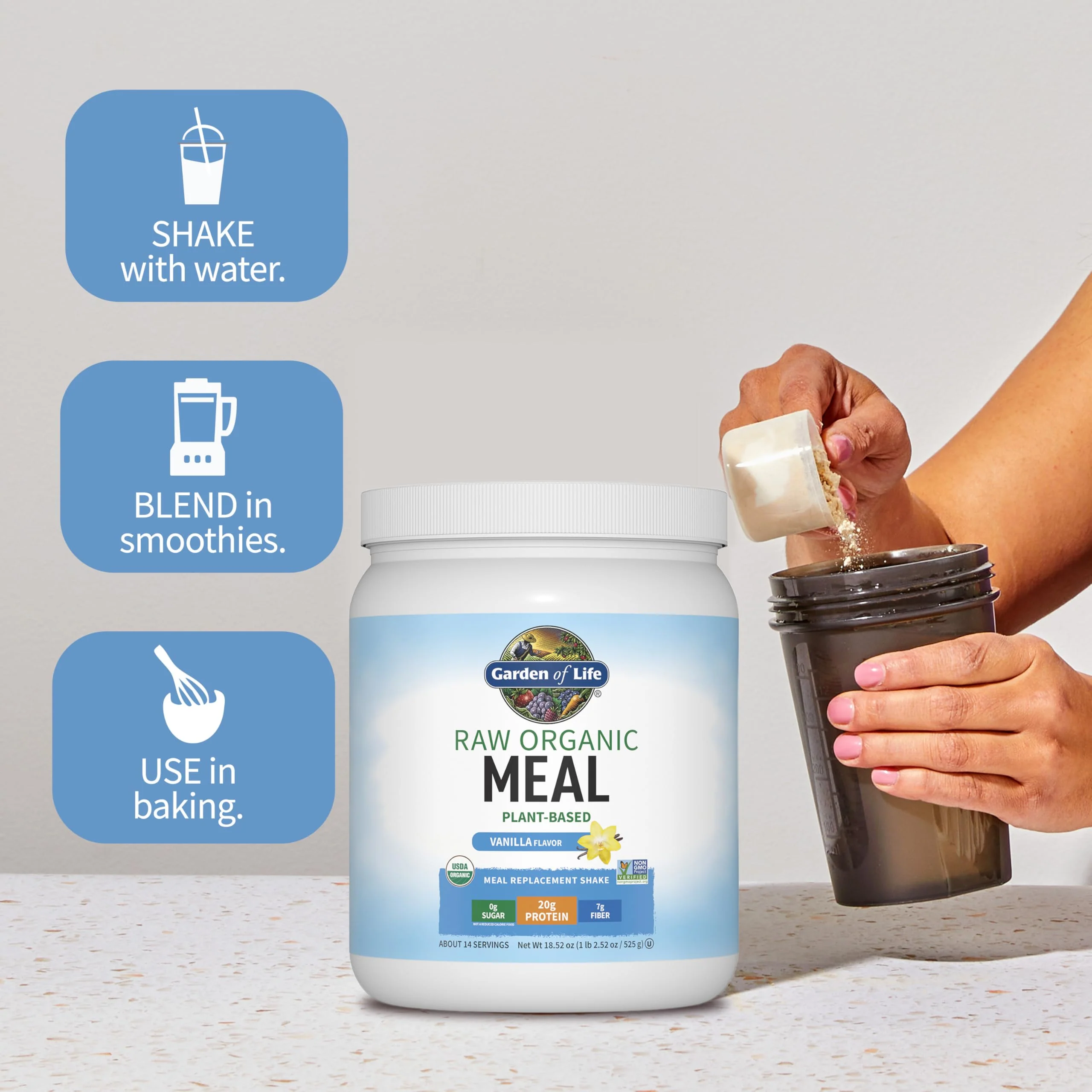 Garden of Life Meal Replacement Shakes, Raw Organic, Vanilla Protein Powder with Plant Based Pea Protein, Sprouts, Greens, Probiotics, Dairy Free 14 Servings - Image 8