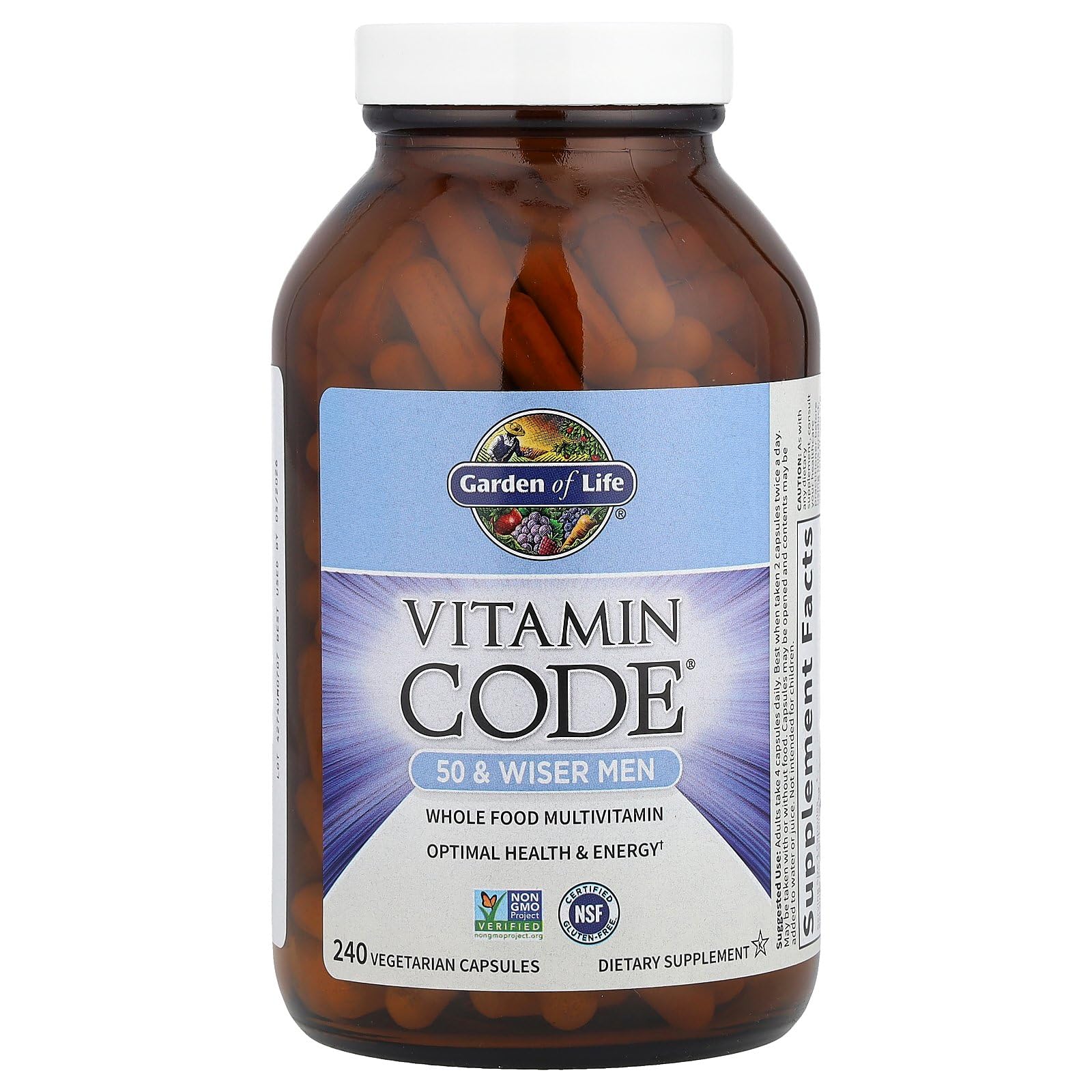 Garden of Life Multivitamin for Men - Vitamin Code 50 & Wiser Men's Raw Whole Food Vitamin Supplement with Probiotics, Vegetarian, 240 Capsules - Image 10