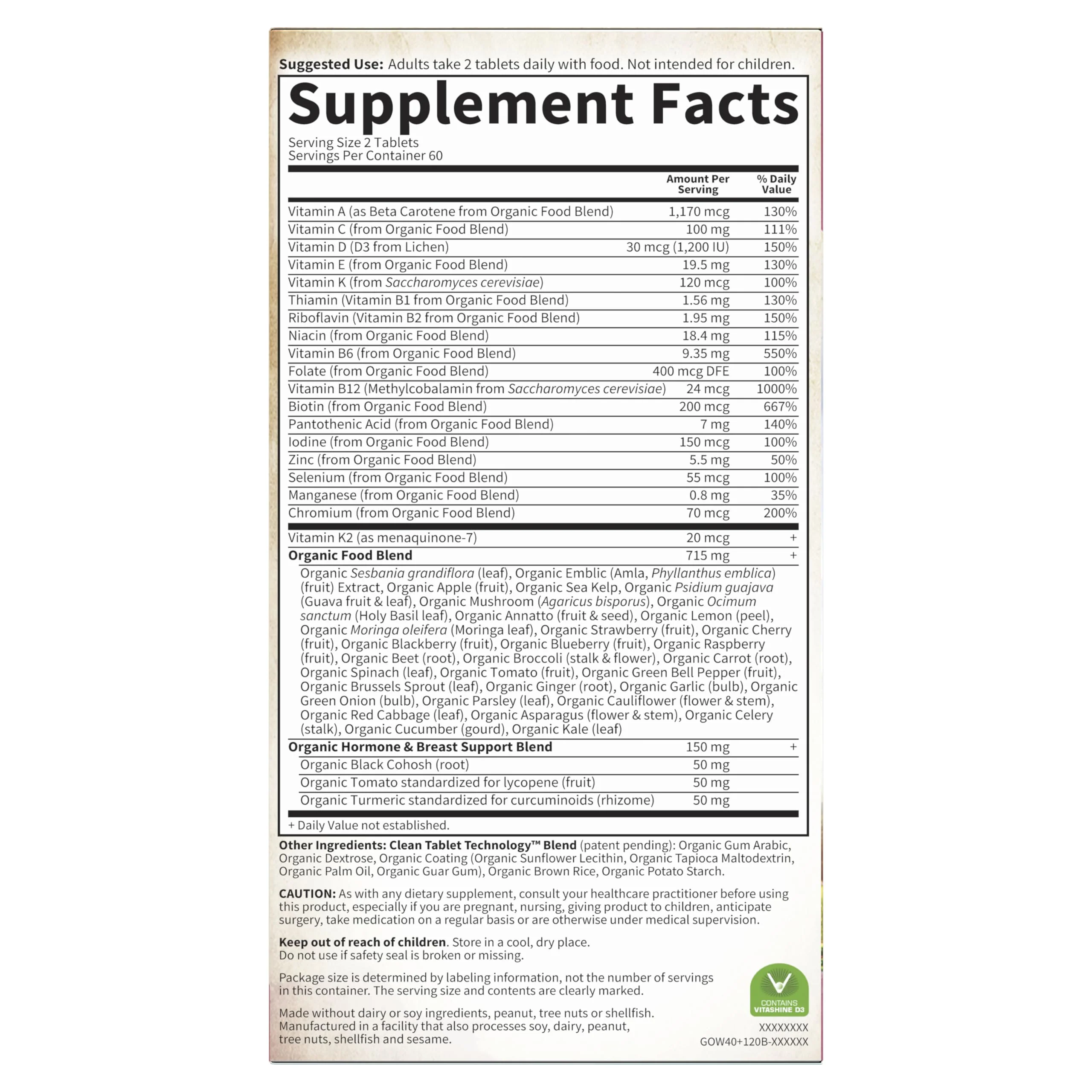 Garden of Life Multivitamin for Women 40 Plus, Organics Womens Vitamins, Hormone & Breast Health Support Blend, Vegan, 120 Tablets - Image 2