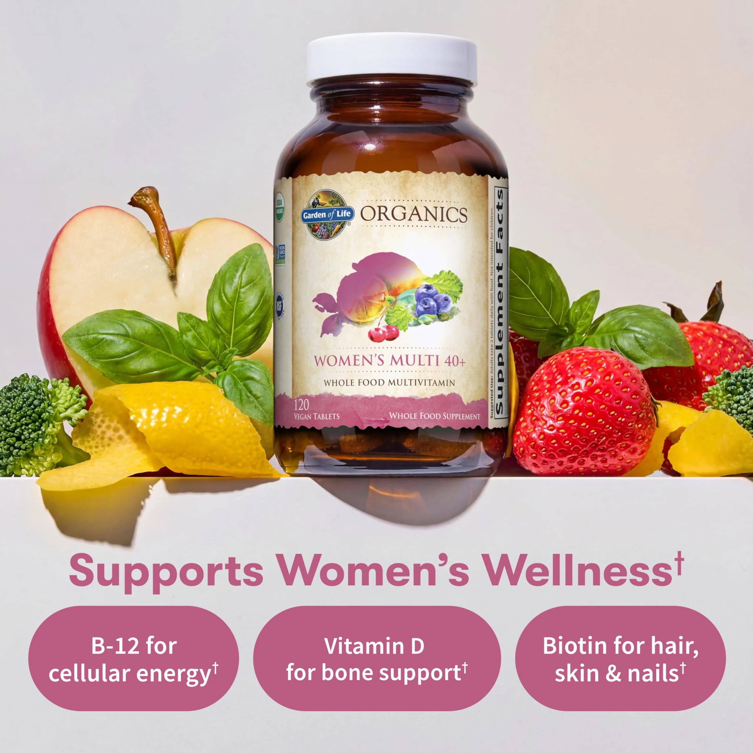 Garden of Life Multivitamin for Women 40 Plus, Organics Womens Vitamins, Hormone & Breast Health Support Blend, Vegan, 120 Tablets - Image 7