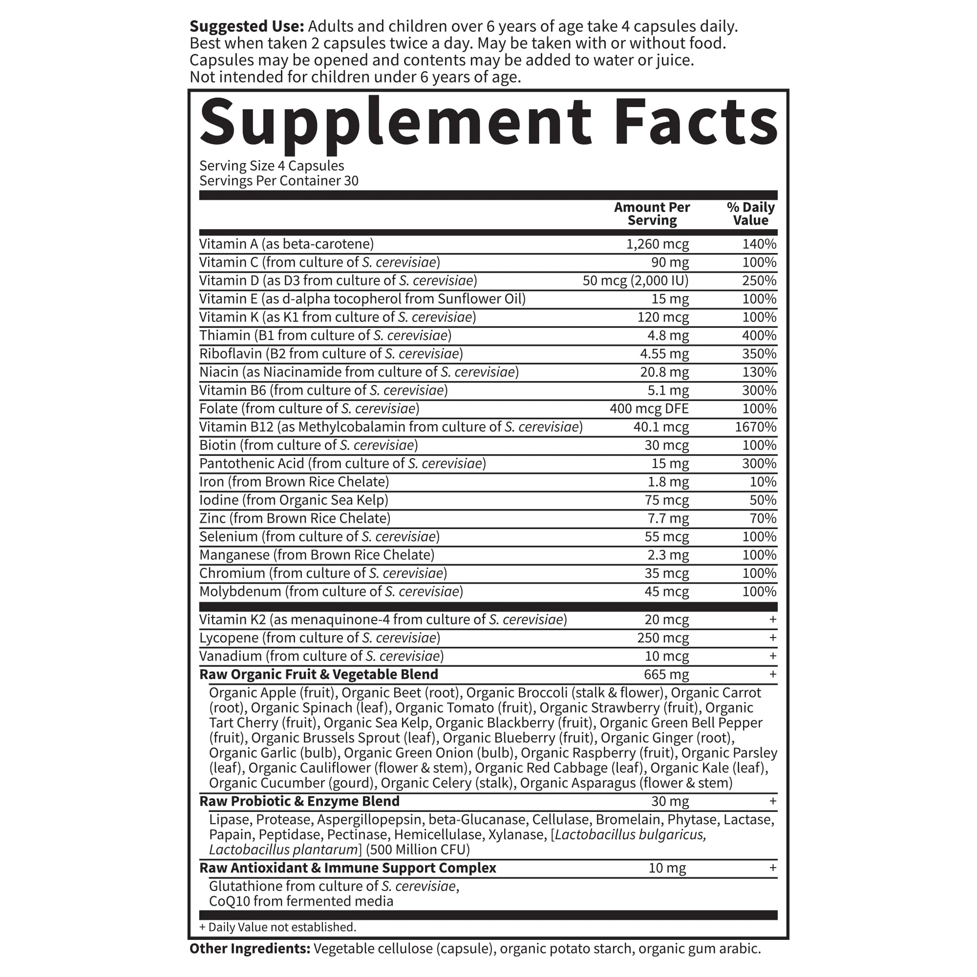 Garden of Life Multivitamin for Women, Men & Kids Age 6 and up, Vitamin Code Family Multi - 120 Vegetarian Capsules, Whole Food Vitamins, Food Blend & Probiotics, Gluten Free Dietary Supplements - Image 4