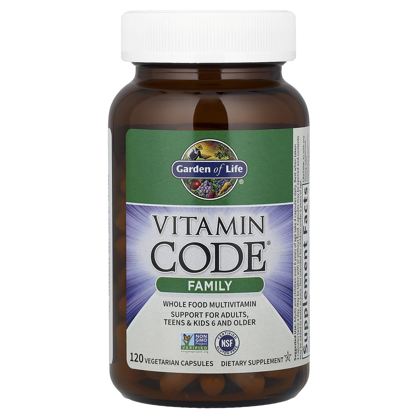 Garden of Life Multivitamin for Women, Men & Kids Age 6 and up, Vitamin Code Family Multi - 120 Vegetarian Capsules, Whole Food Vitamins, Food Blend & Probiotics, Gluten Free Dietary Supplements - Image 7