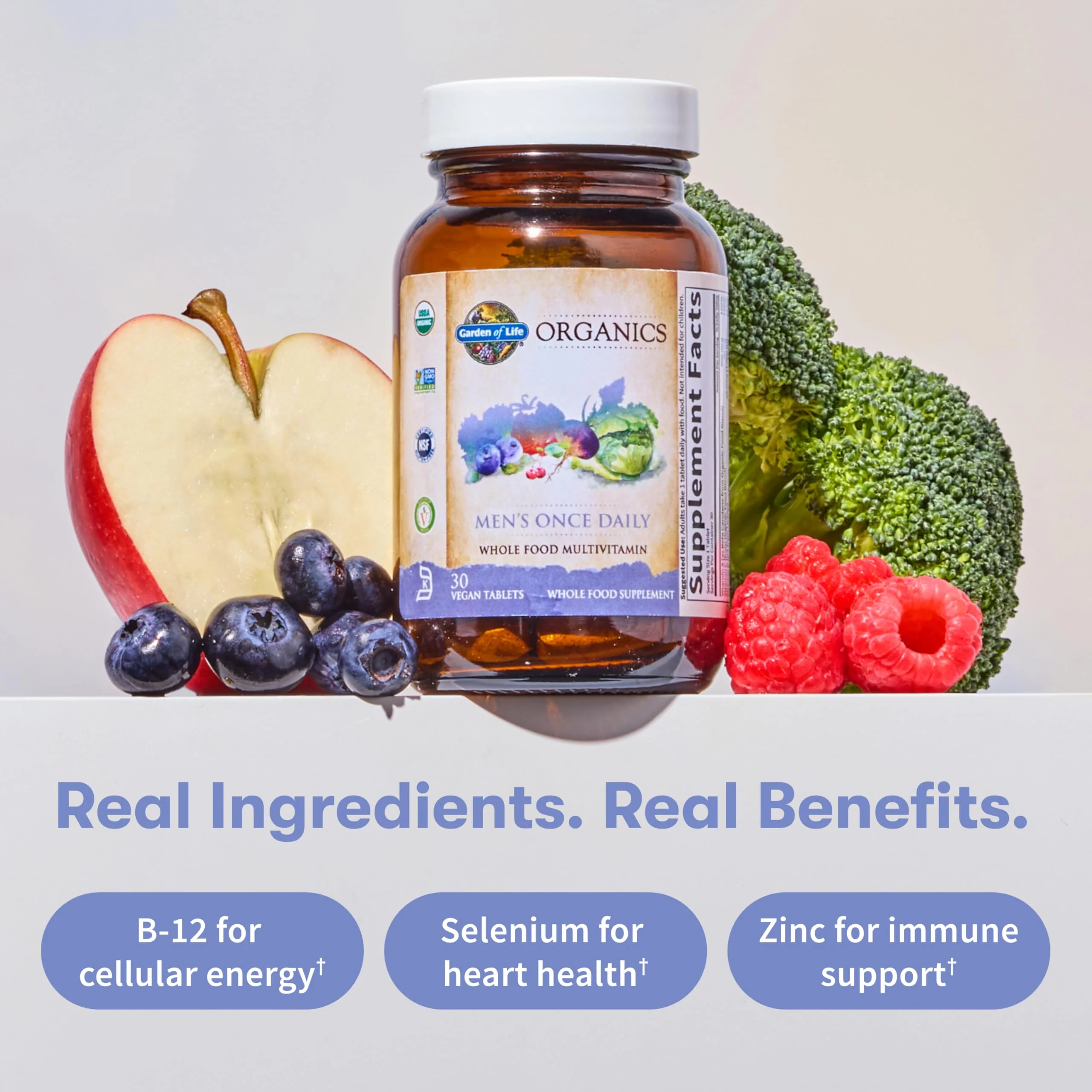 Garden of Life Once Daily Whole Food Multivitamin for Men, Organic Mens Vitamins & Minerals, Vitamin C, Zinc, Vegan, for Health & Well-Being, 60 Tablets - Image 7