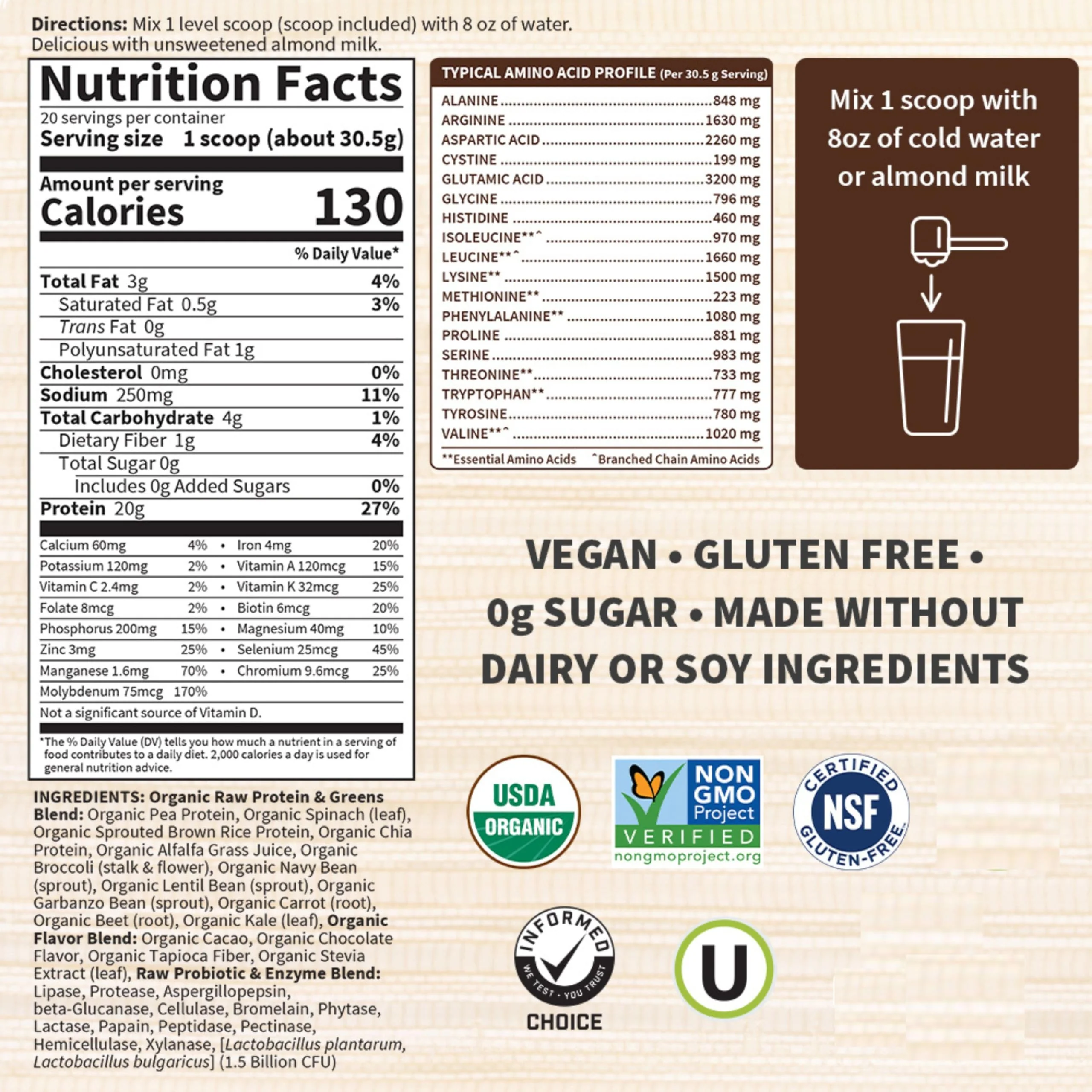 GARDEN OF LIFE Organic Chocolate Protein & Greens, 21.51 OZ - Image 3