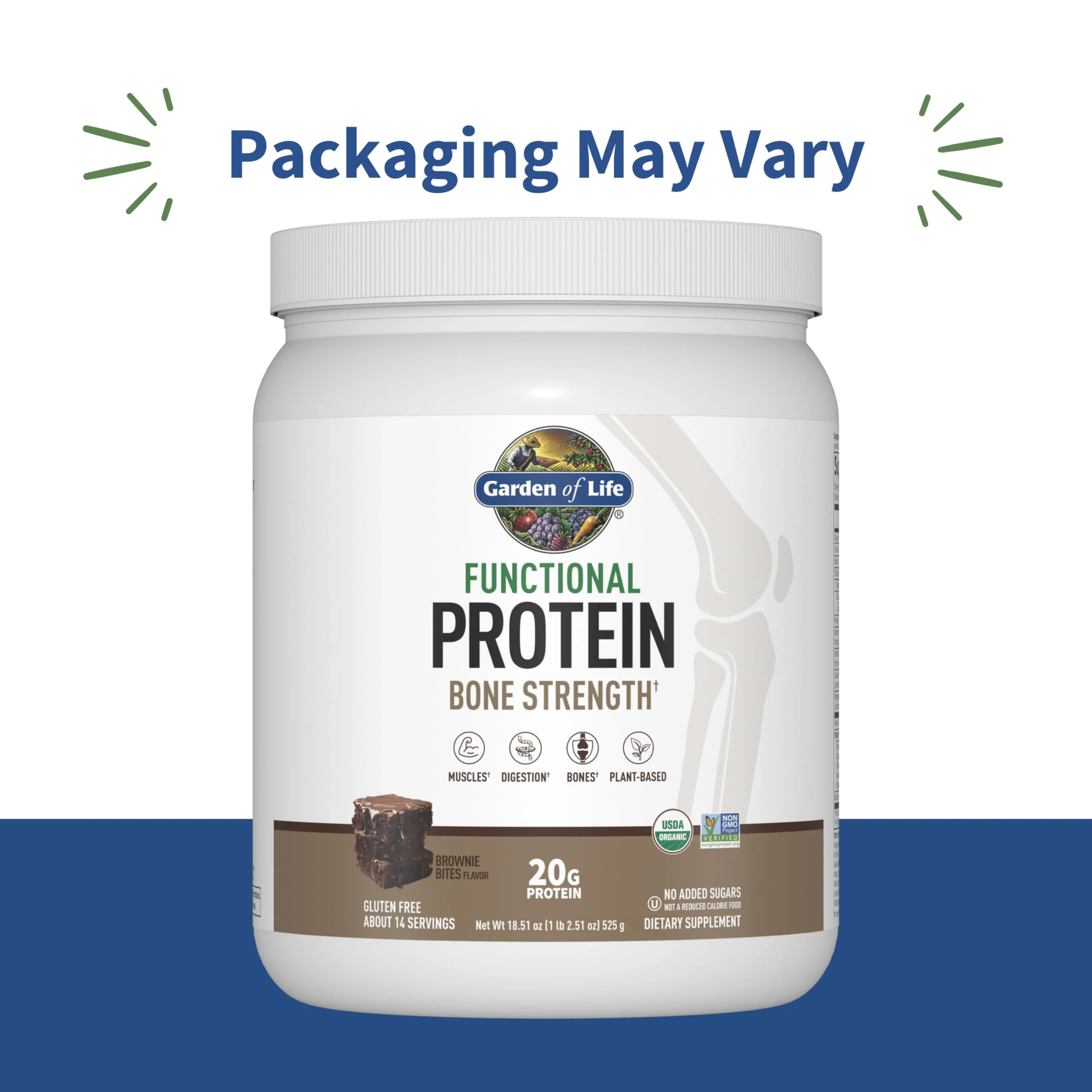 Garden of Life Organic Vegan Protein Powder, 20g Plant Based Protein with Calcium, D3, K2 MK-7 & Magnesium for Bone Strength, Prebiotics & Probiotics for Digestion, Brownie Bites Flavor, 14 Servings - Image 5