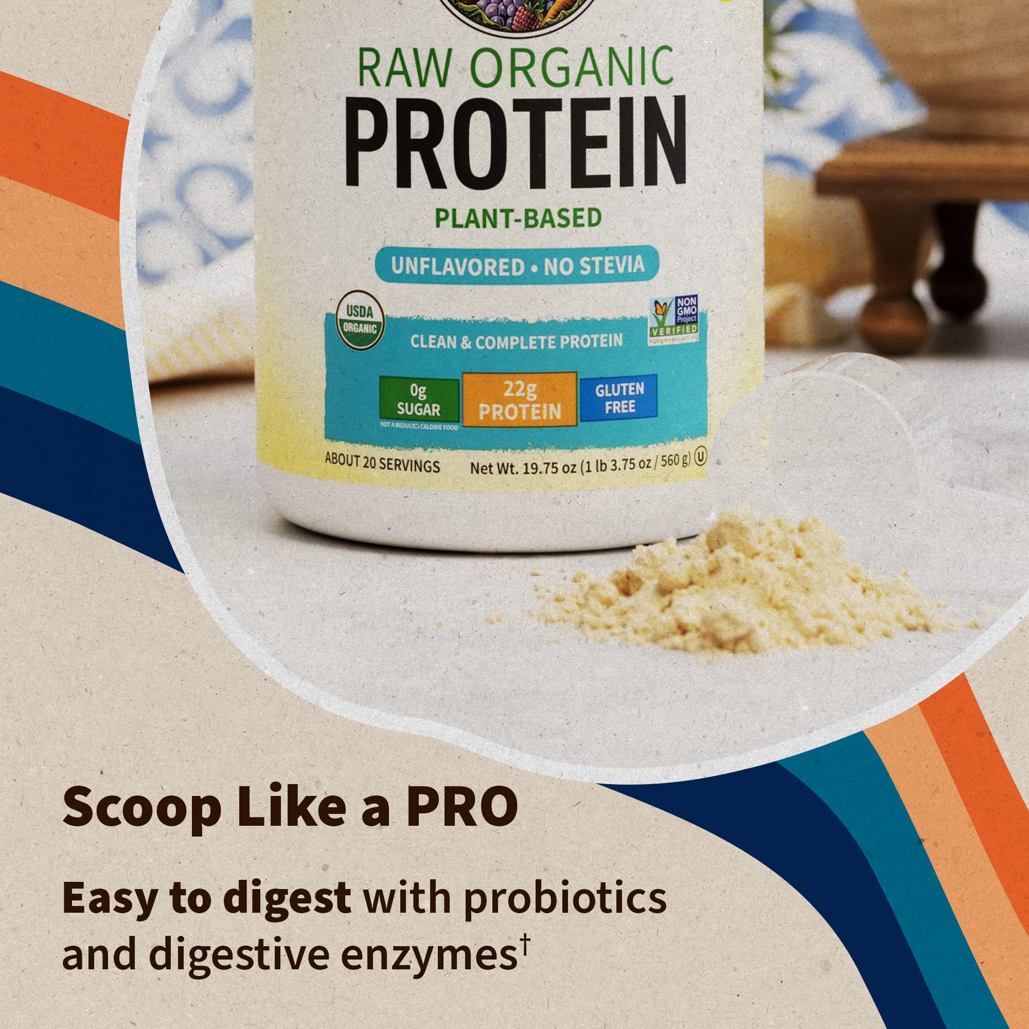 Garden of Life Organic Vegan Protein Powder, Plant Based & BCAAs, Organic Protein Powder with Probiotics & Enzymes, Non-GMO, Gluten-Free Lactose Free 1.2 LB - Image 2