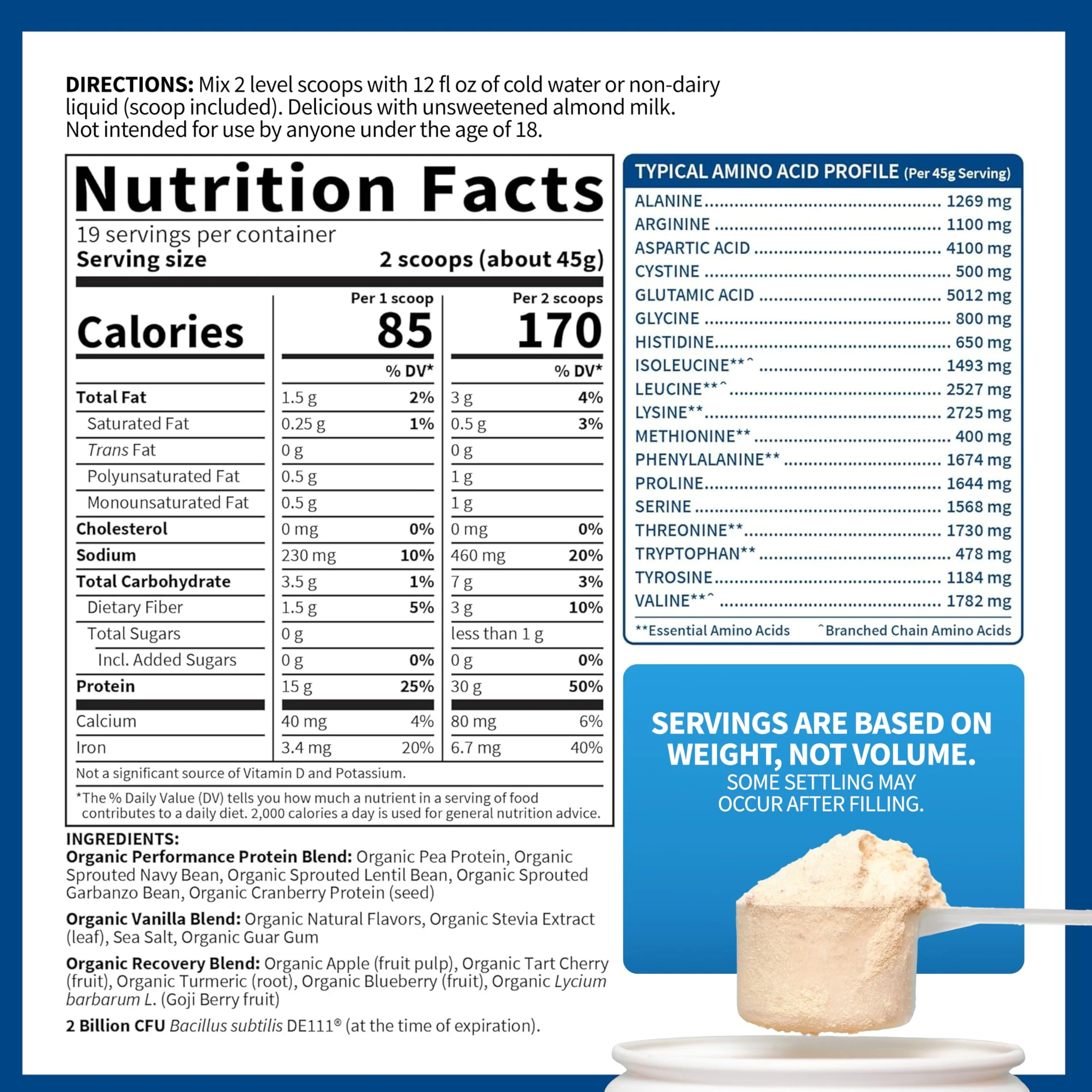 Garden of Life Organic Vegan Protein Powder with Probiotics, BCAAs, NSF Certified, Gluten Free & Sport, Non GMO, Sport Protein Powder, 19 Servings, Vanilla - Image 4