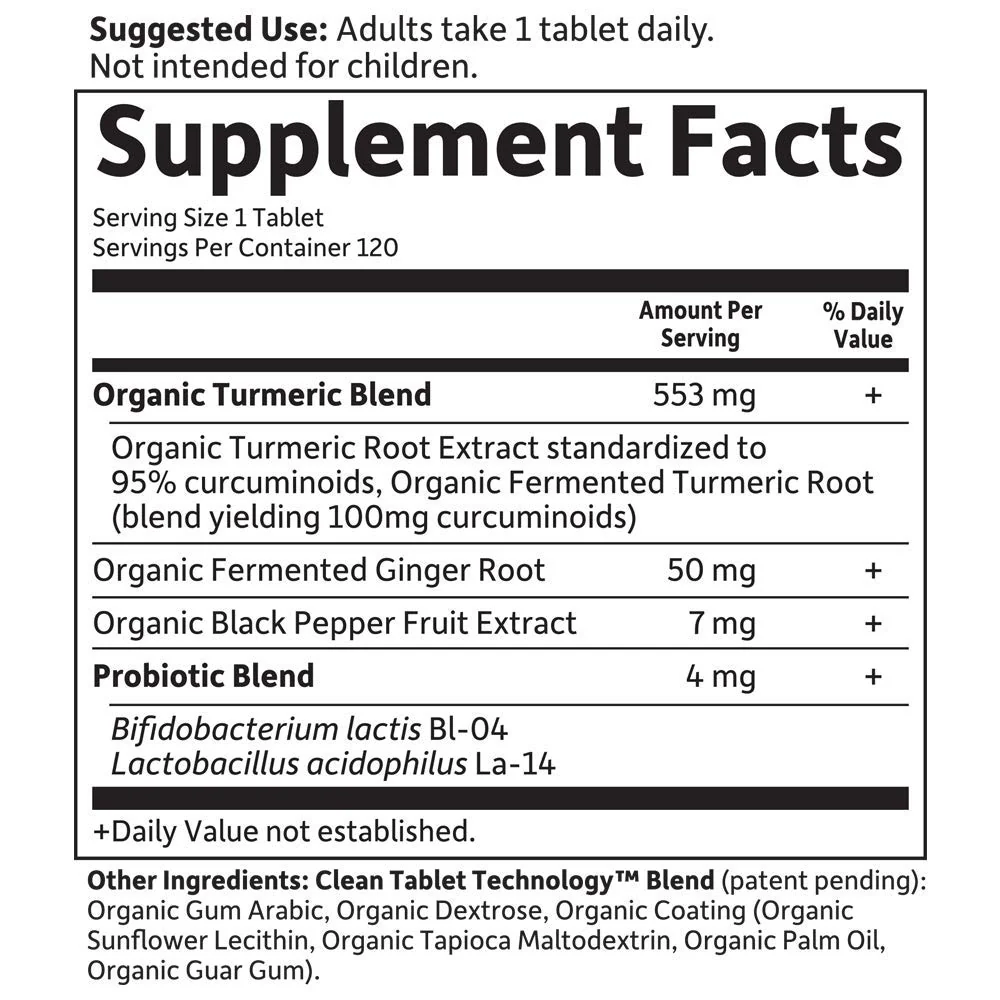Garden of Life Organics Extra Strength Turmeric Inflammatory Response 120 Tablets-100Mg Curcumin (95% Curcuminoids) Black Pepper, Probiotics, Organic Non-GMO Vegan Gluten Free Herbal Supplement - Image 6