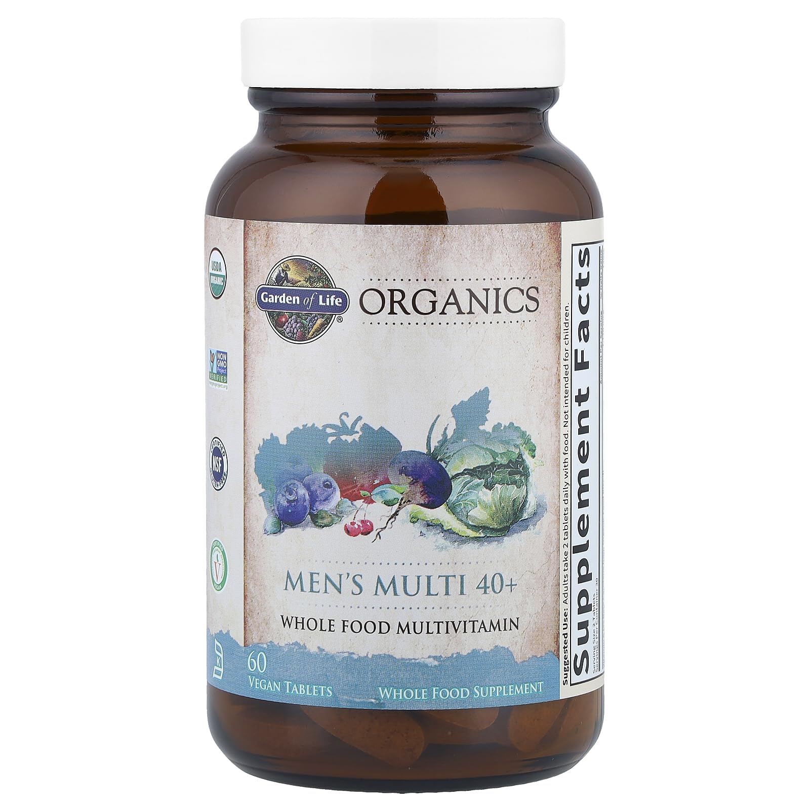 Garden of Life Organics Men's 40+ Multivitamin with Prostate Support, B12 & Vitamins – Vegan Daily Whole Food Multivitamin, Non-GMO, Certified Organic, 60 Tablets - Image 3
