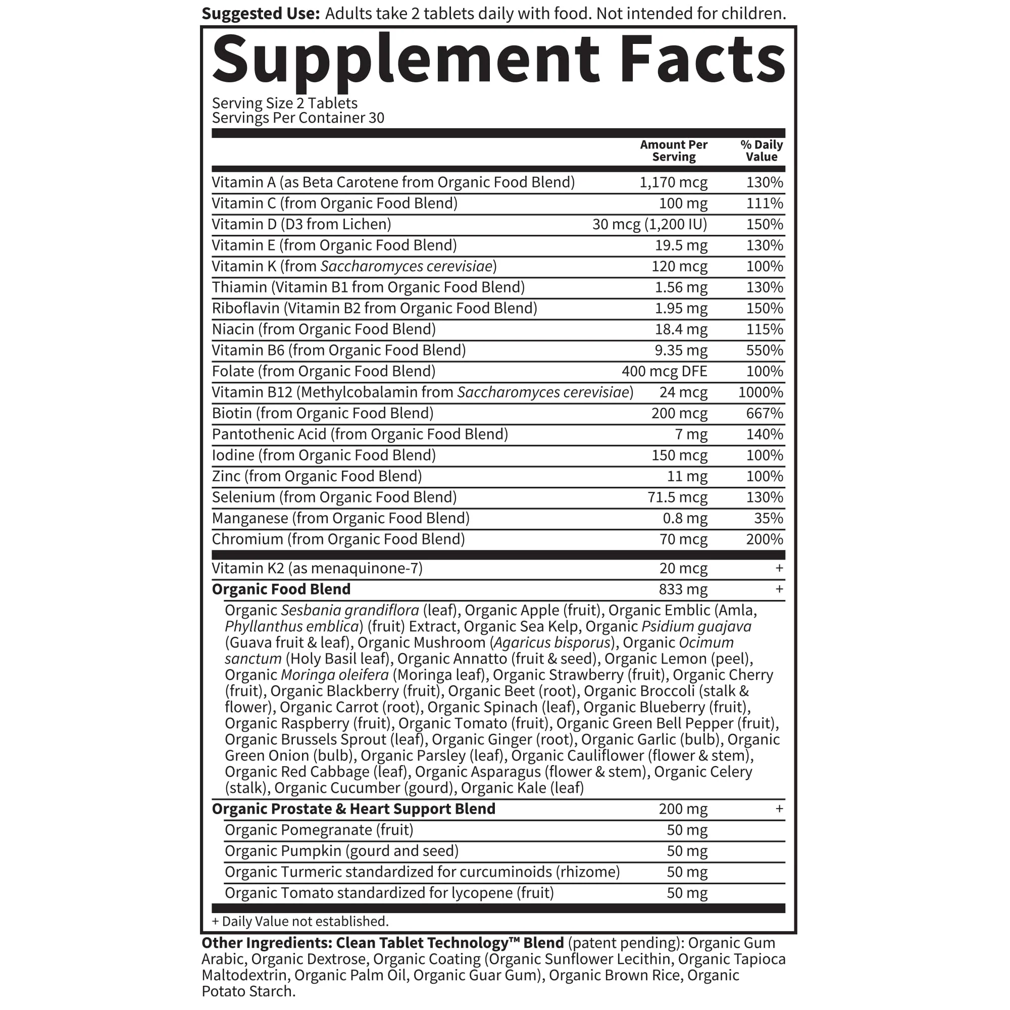 Garden of Life Organics Men's 40+ Multivitamin with Prostate Support, B12 & Vitamins – Vegan Daily Whole Food Multivitamin, Non-GMO, Certified Organic, 60 Tablets - Image 6