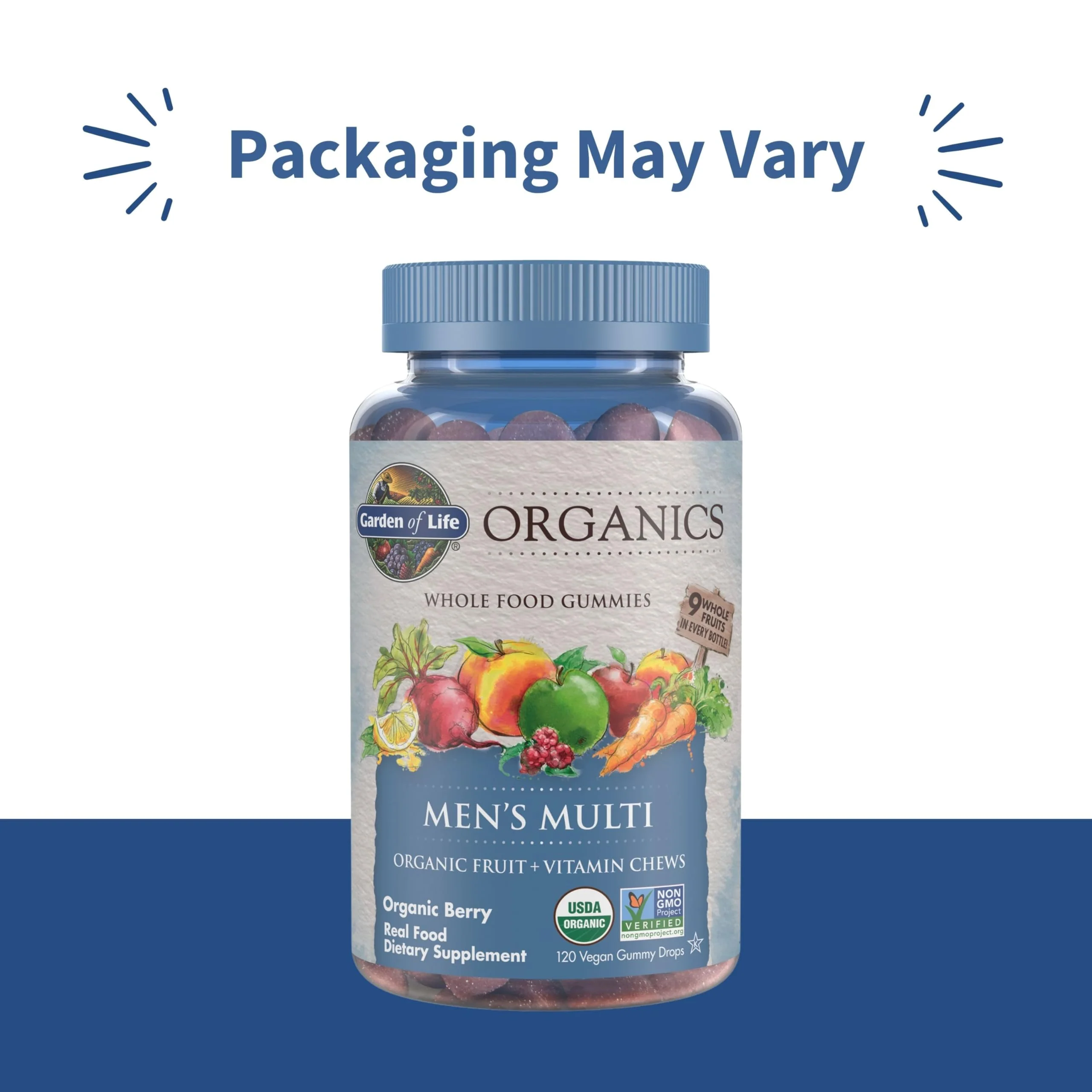 Garden of Life Organics Men's Gummy Vitamins - Berry - Certified Organic, Non-GMO, Vegan, Kosher Complete Multi - Methyl B12, C & D3 - Gluten, Soy & Dairy Free, 120 Real Fruit Chew Gummies - Image 8
