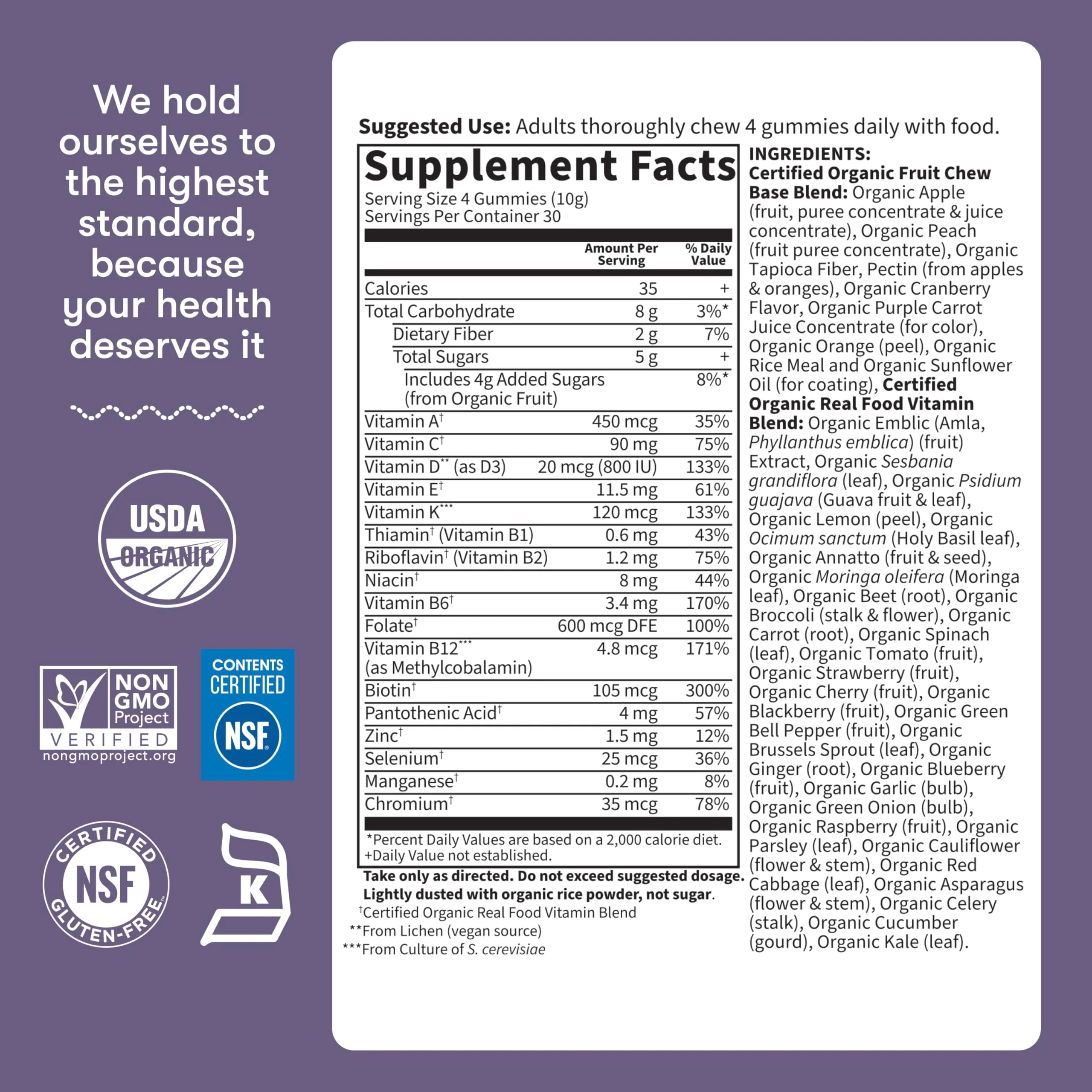 Garden of Life Organics Prenatal Gummies Multivitamin with Vitamin D3, B6, B12, C & Folate for Healthy Fetal Development – Organic, Non-GMO, Gluten-Free, Vegan, Berry Flavor, 30 Day Supply - Image 4