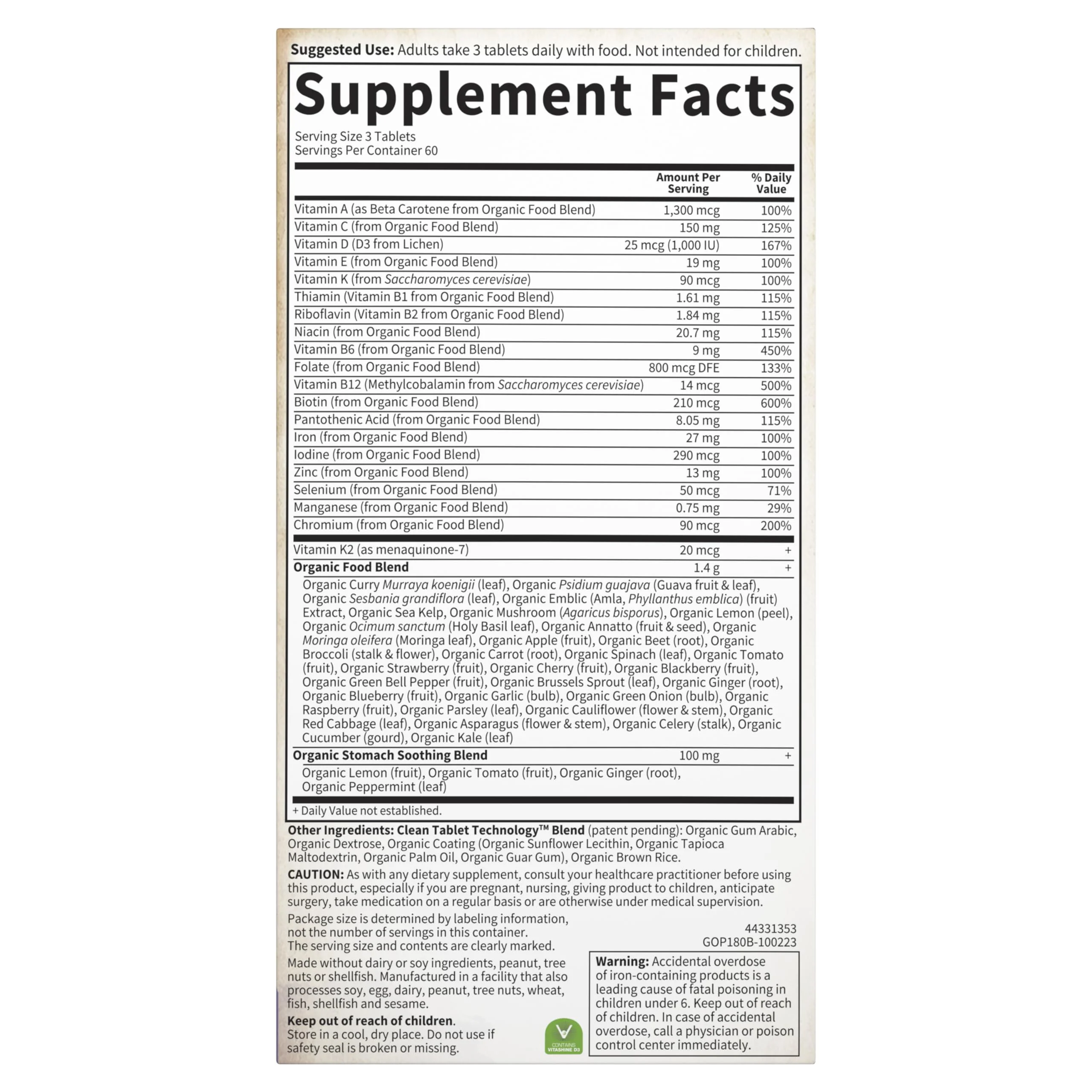 Garden of Life Organics Prenatal Multivitamin with Folate, B6, B12, D3 & Iron – Prenatal Vitamins for Women with Energy Metabolism Support for Healthy Fetal Development, Non-GMO, Vegan, 60 Servings - Image 9