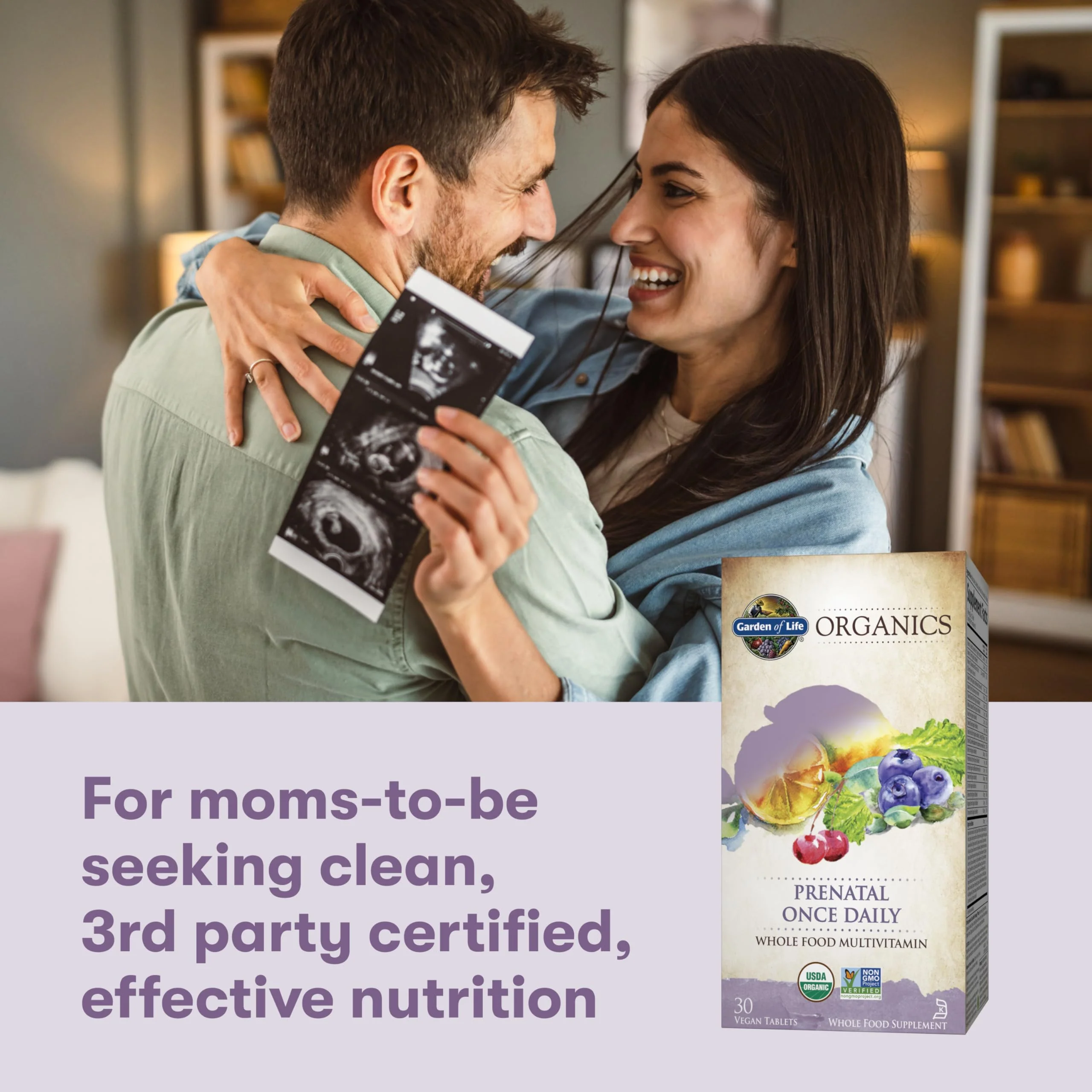 Garden of Life Organics Prenatal Vitamin: Folate for Energy & Healthy Fetal Development, Non-constipating Iron, Vitamin C, B6, B12, D3 – Organic, Non-GMO, Gluten-Free, Vegan, 30 Day Supply - Image 2