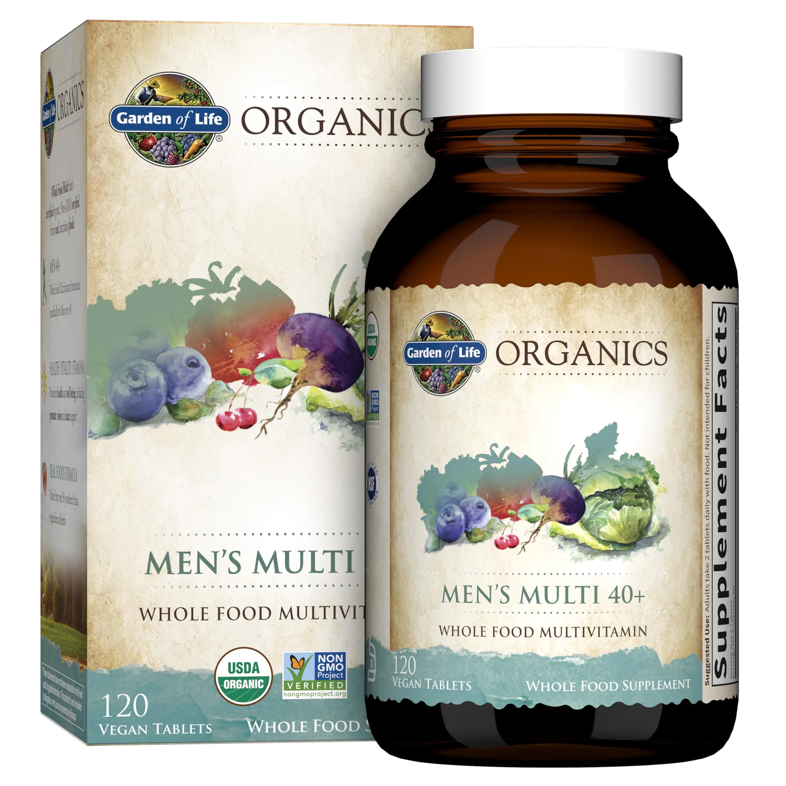 Garden of Life Organics Whole Food Multivitamin for Men 40+ 120 Tablets, Vegan Mens Multi for Health & Well-Being Certified Organic Whole Food Vitamins & Minerals for Men Over 40 Mens Vitamins - Image 2