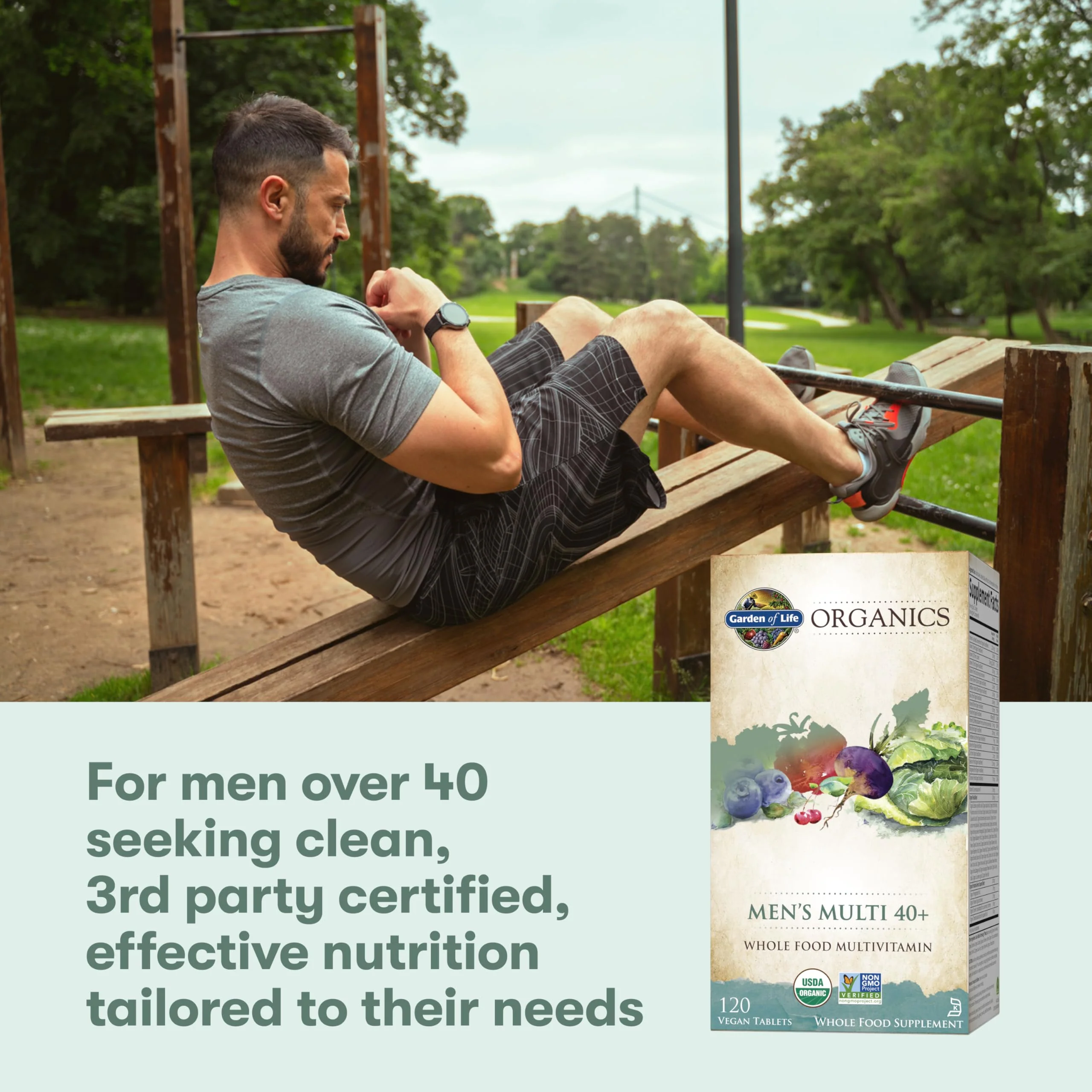 Garden of Life Organics Whole Food Multivitamin for Men 40+ 120 Tablets, Vegan Mens Multi for Health & Well-Being Certified Organic Whole Food Vitamins & Minerals for Men Over 40 Mens Vitamins - Image 4