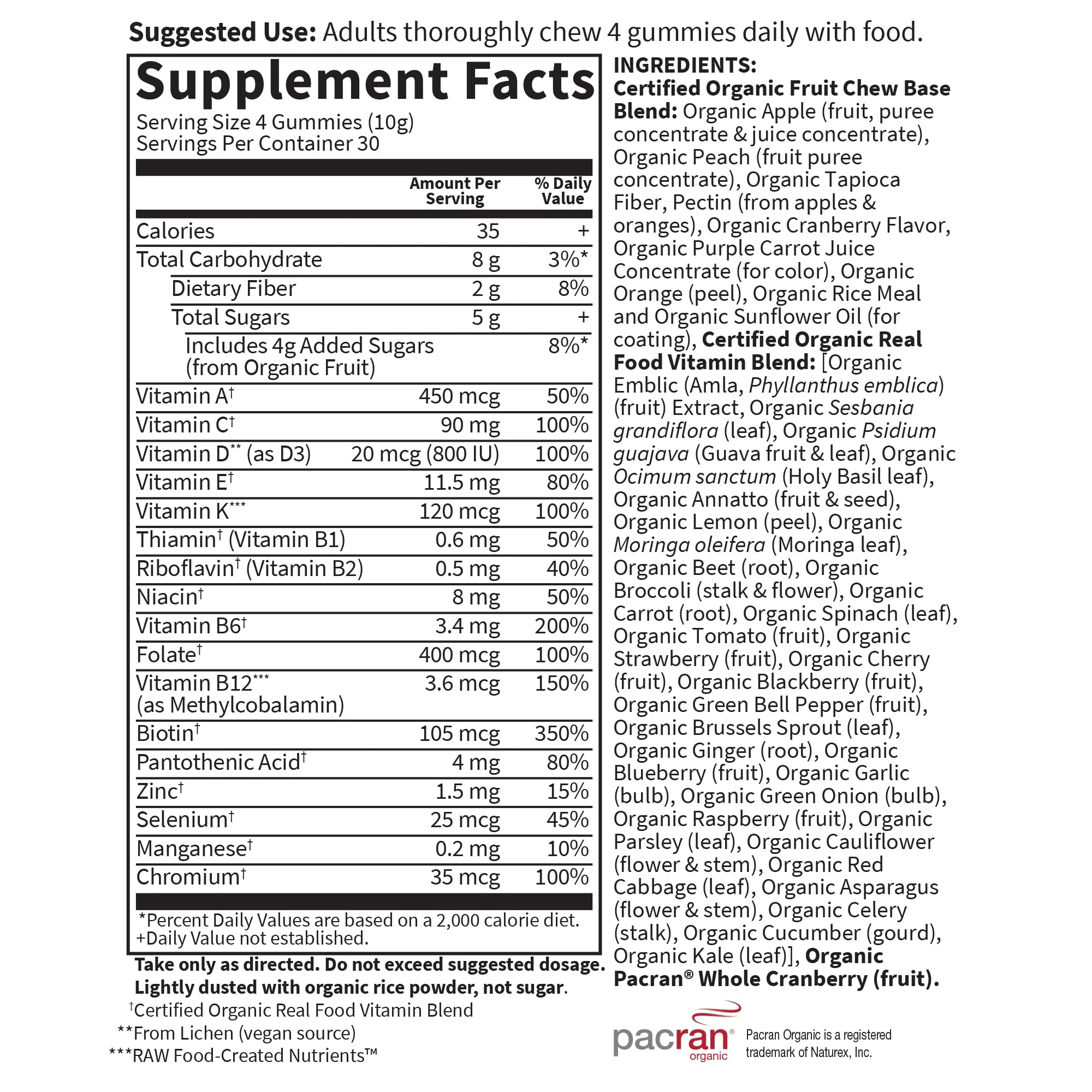 Garden of Life Organics Women's Gummy Vitamins - Berry - Certified Organic, Non-GMO, Vegan, Kosher Complete Multi - Methyl B12, C & D3 - Gluten, Soy & Dairy Free, 120 Real Fruit Gummies - Image 4