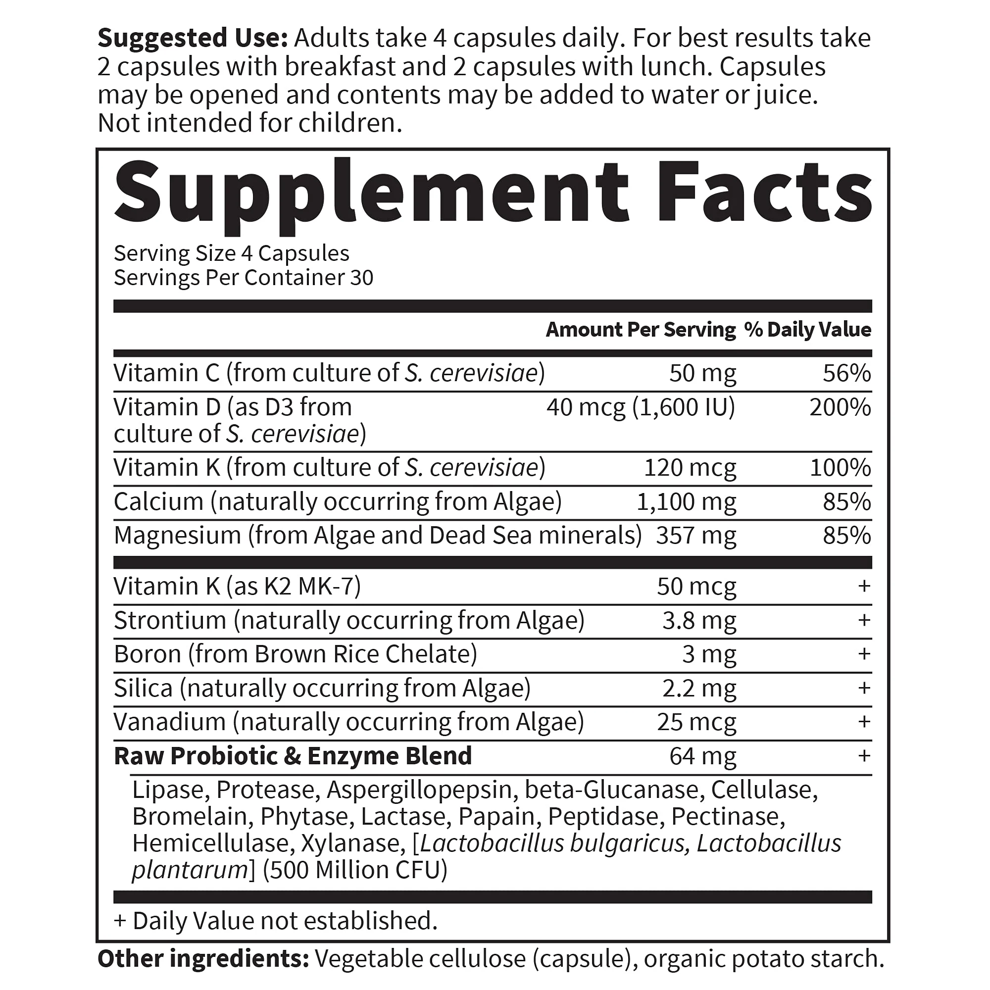 Garden of Life Raw Calcium Supplement for Women and Men - Vitamin Code Made from Whole Foods with Magnesium, K2, Vitamin D3 and Vitamin C plus Probiotics for Digestion, 120 Capsules - Image 4