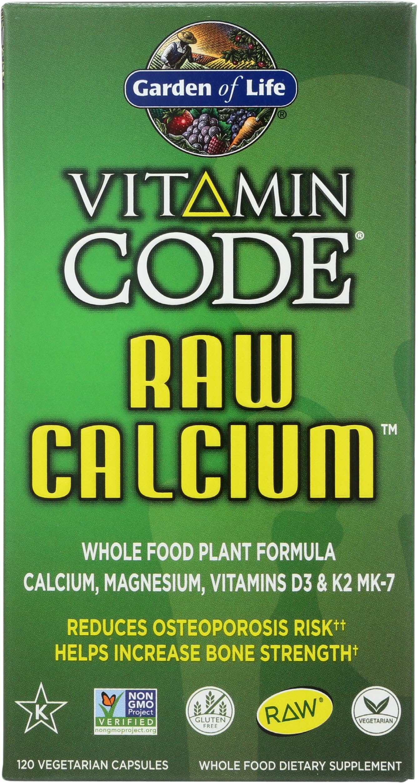 Garden of Life Raw Calcium Supplement for Women and Men - Vitamin Code Made from Whole Foods with Magnesium, K2, Vitamin D3 and Vitamin C plus Probiotics for Digestion, 120 Capsules - Image 7